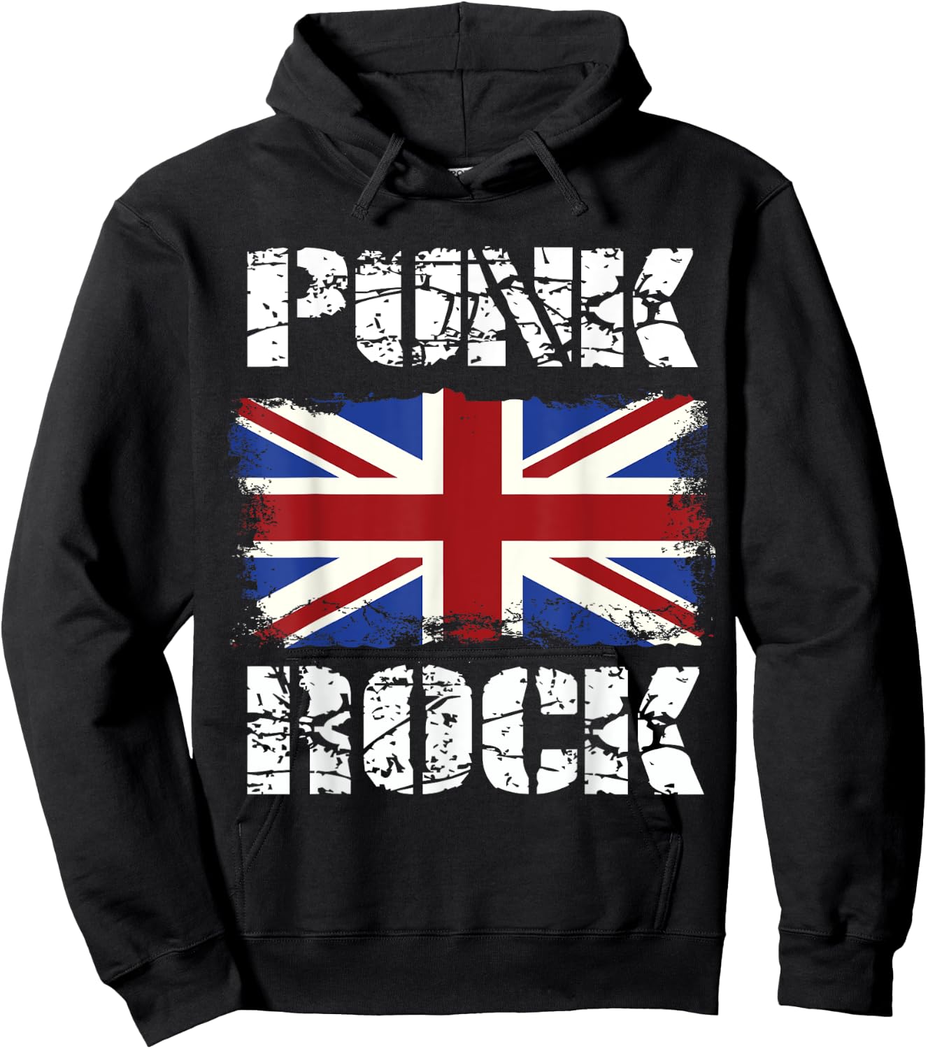 Punk Rock Vintage UK Flag Concert Music British Hoodie - Hoodie | Black