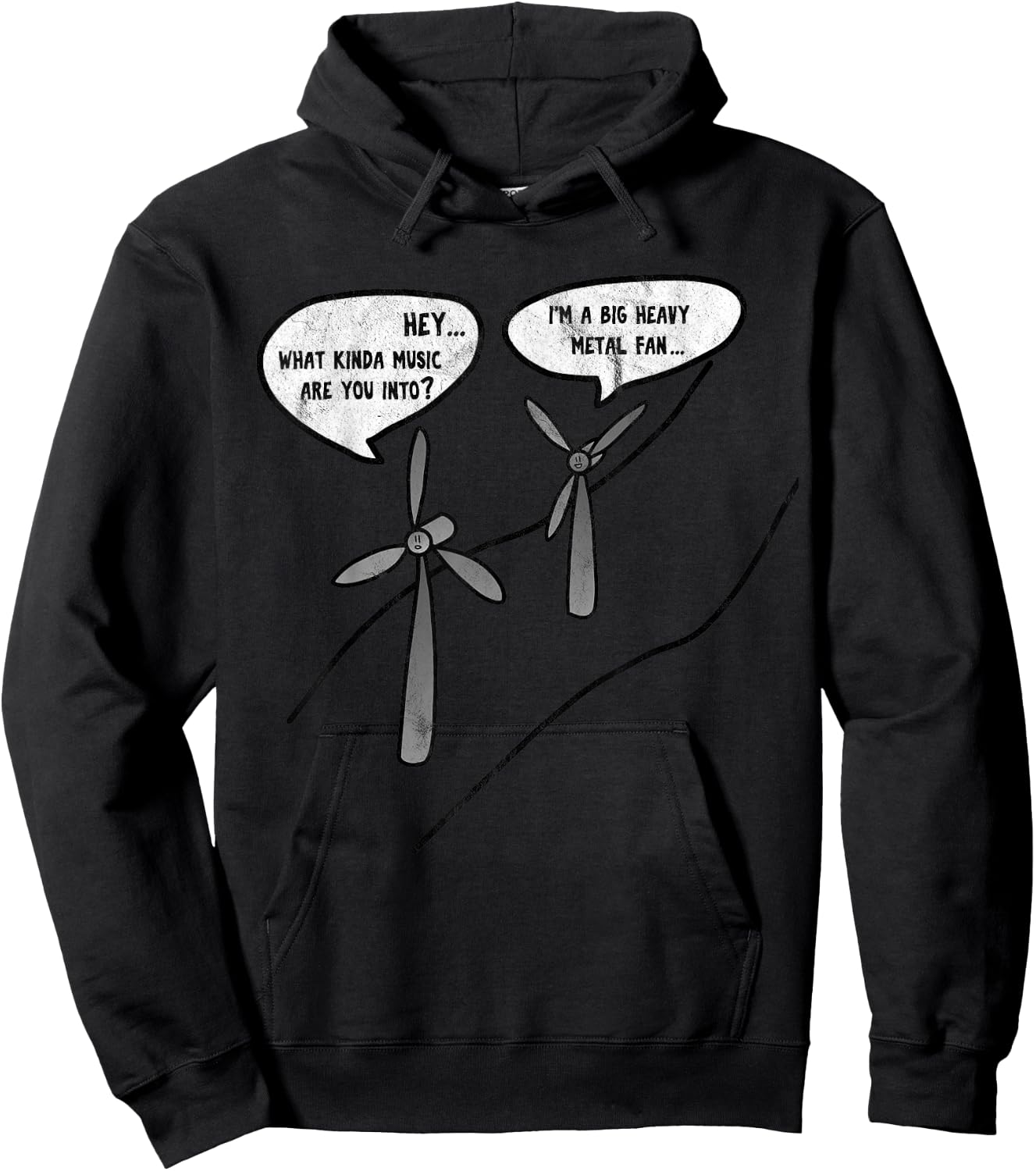 Big Heavy Metal Fan - Wind Turbine Funny (Pun) Hoodie - Hoodie | Black