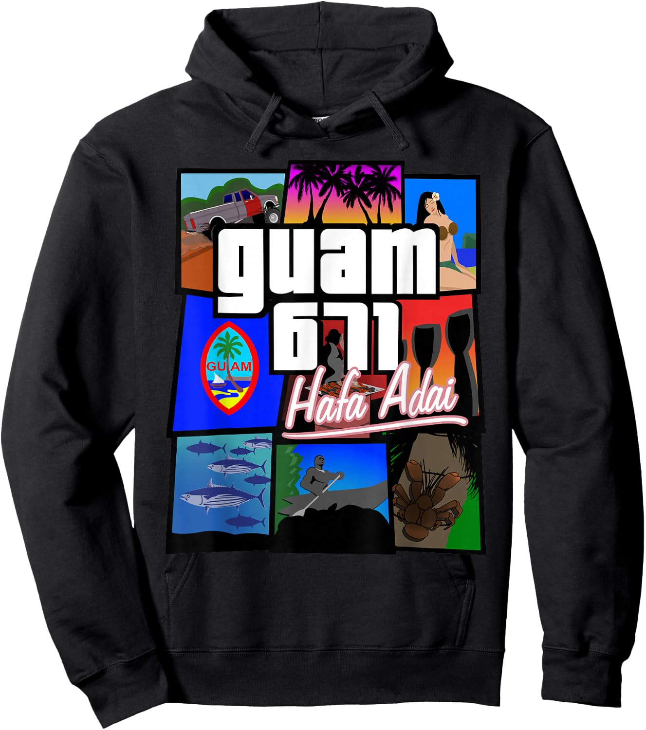 Guam 671 Hafa Adai Guam Life Shirt Hoodie - Hoodie | Black