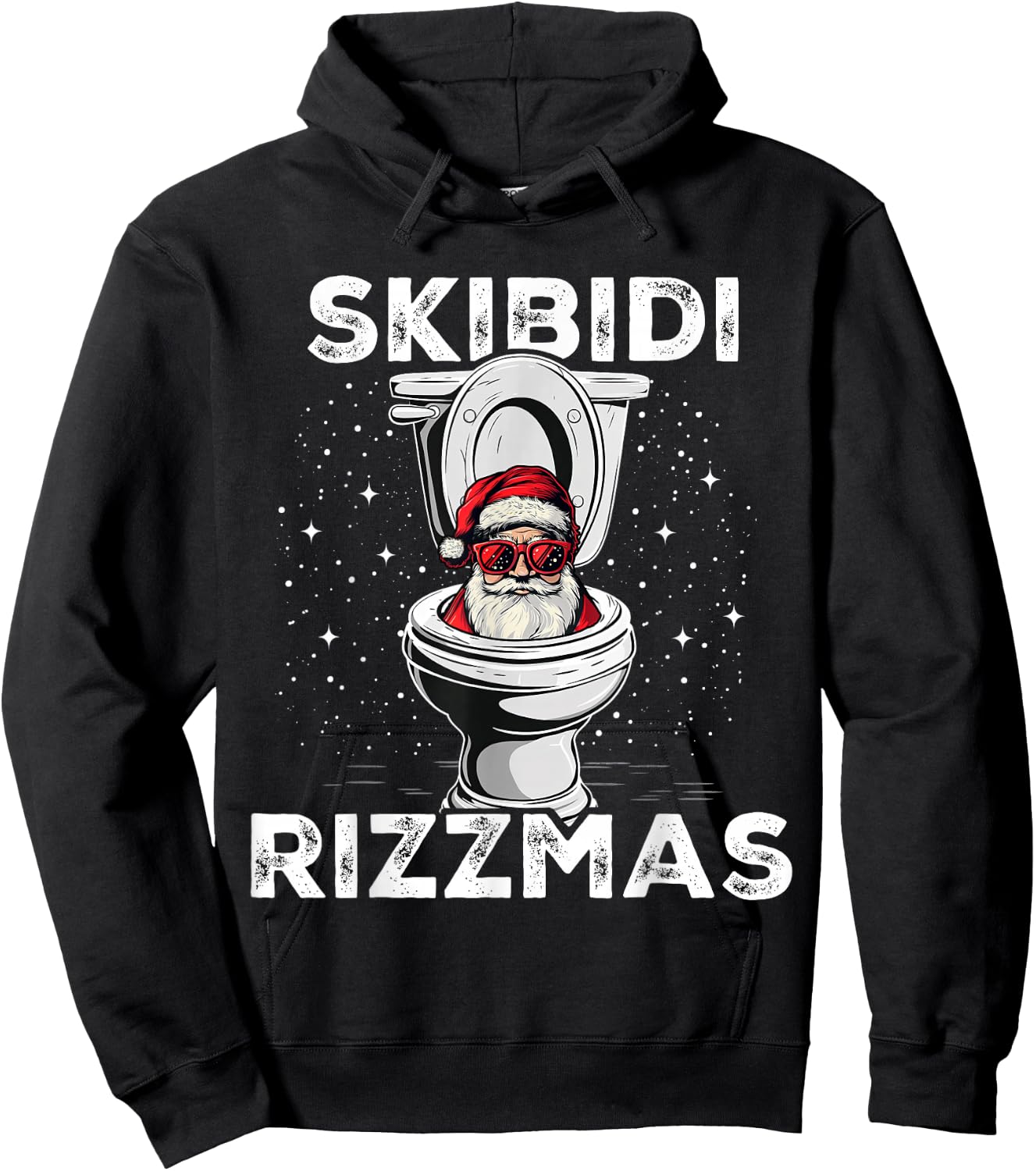 Skibidi Rizzmas Funny Toilet Santa White Elephant Christmas Hoodie - Hoodie | Black