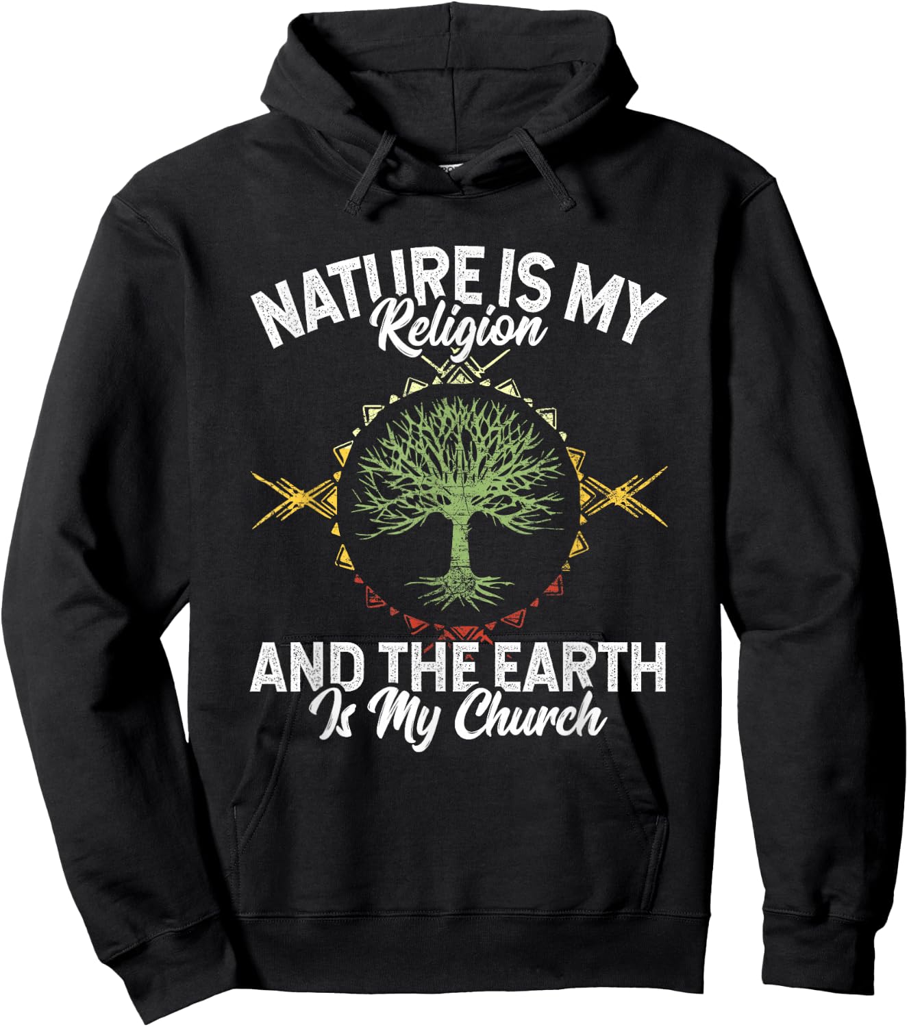 Nature Is My Religion Earth Is My Church Native American Day Hoodie - Hoodie | Black