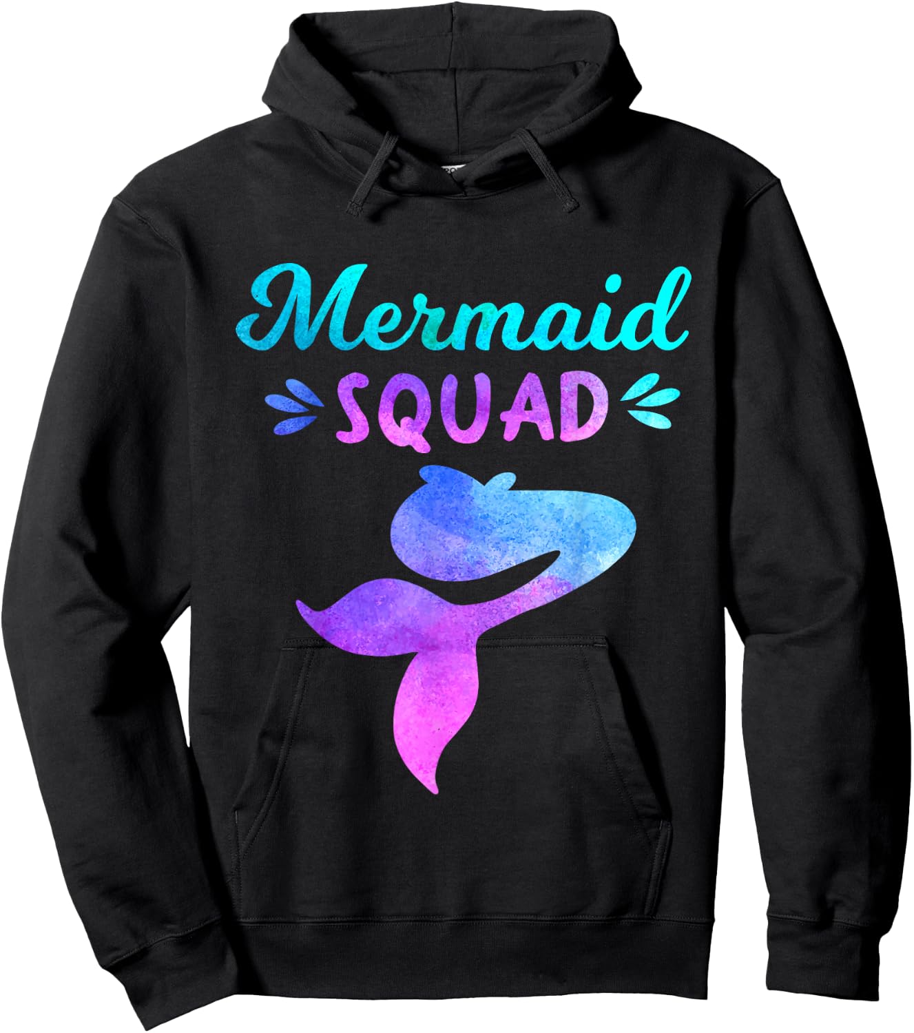 Mermaid Squad, Cute Matching Family Birthday Party Hoodie - Hoodie | Black