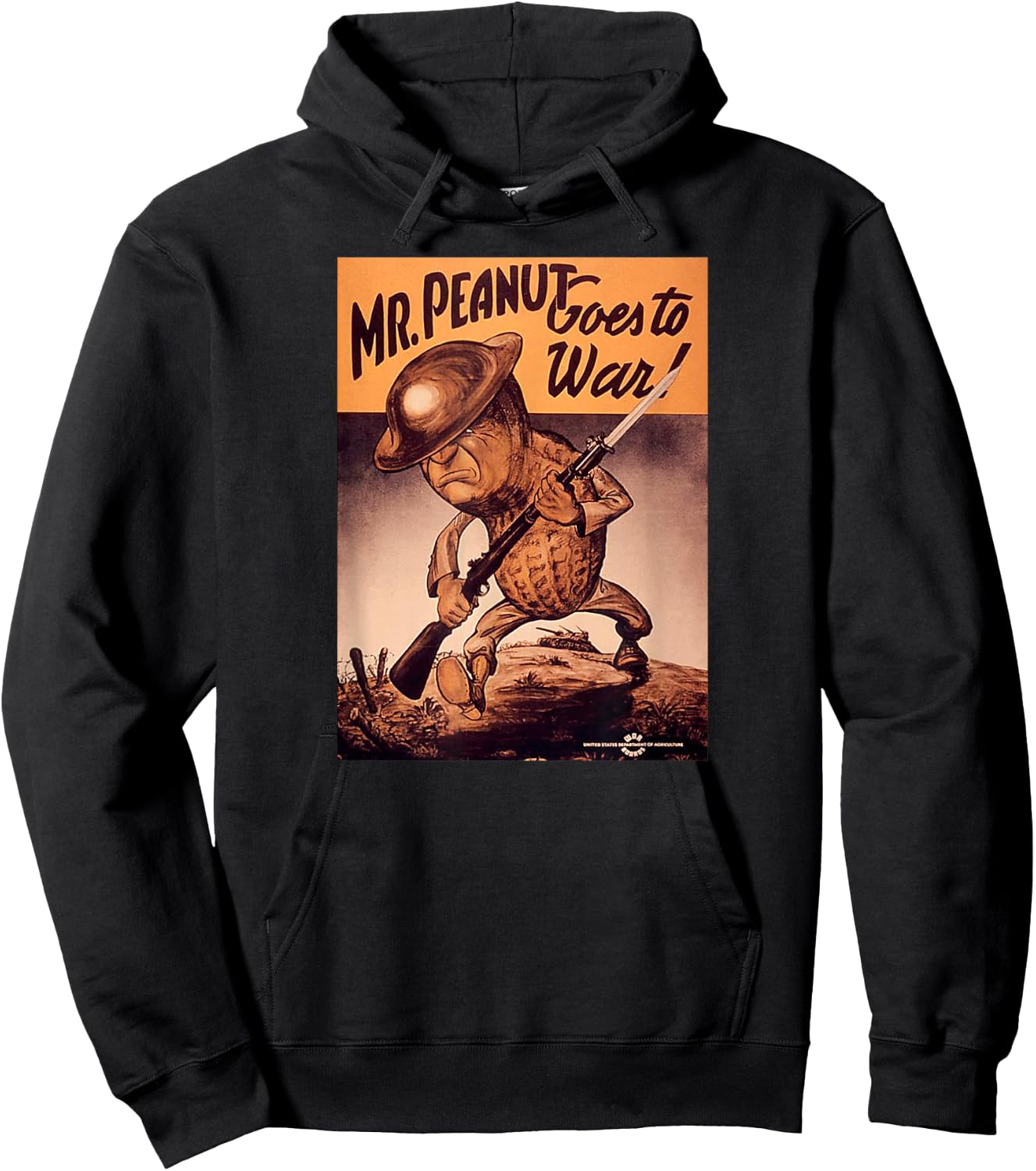 Retro Vintage Poster Mr. Peanut Goes to War - Men's Classic Fit Black - Small Hoodie - Hoodie | Black