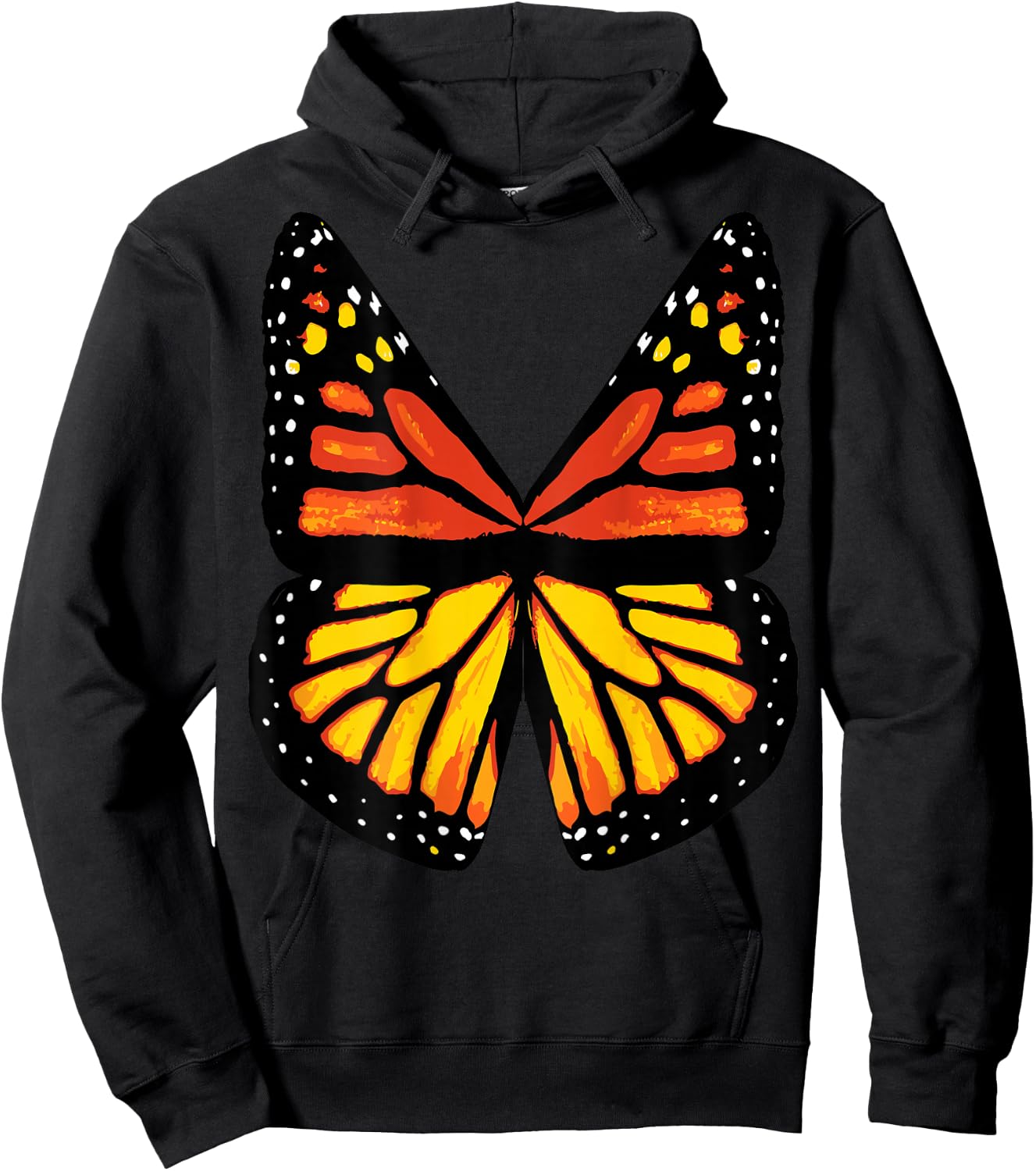 (Back Print) Monarch Butterfly Wings Shirt Women's Costume Hoodie - Hoodie | Black