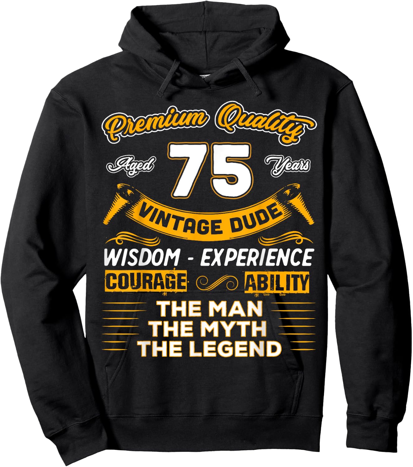 Vintage The Man Myth Legend 75 Yrs 75th Birthday Gift Hoodie - Hoodie | Black