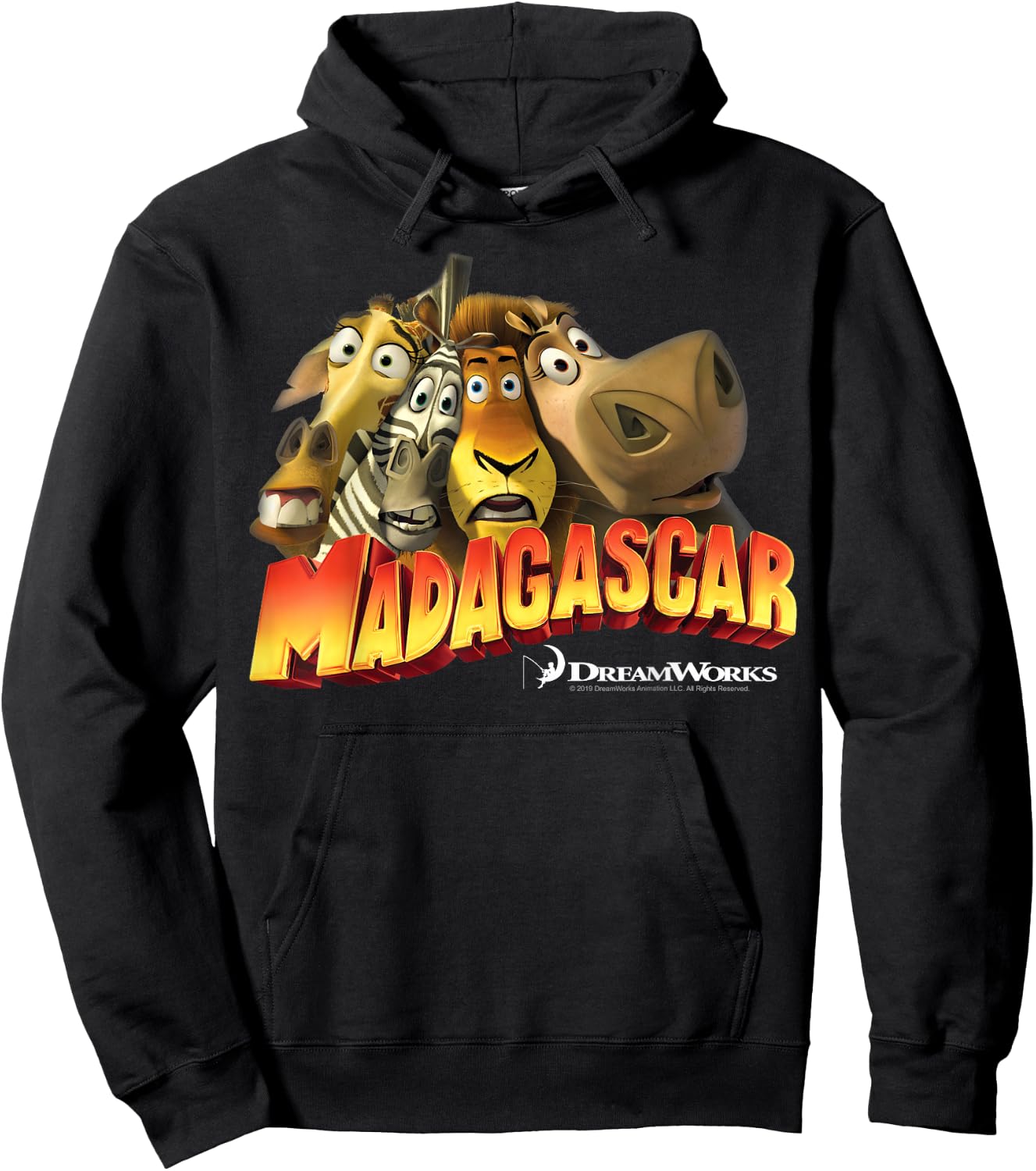 Madagascar Squished Group Shot Classic Movie Logo Hoodie - Hoodie | Black
