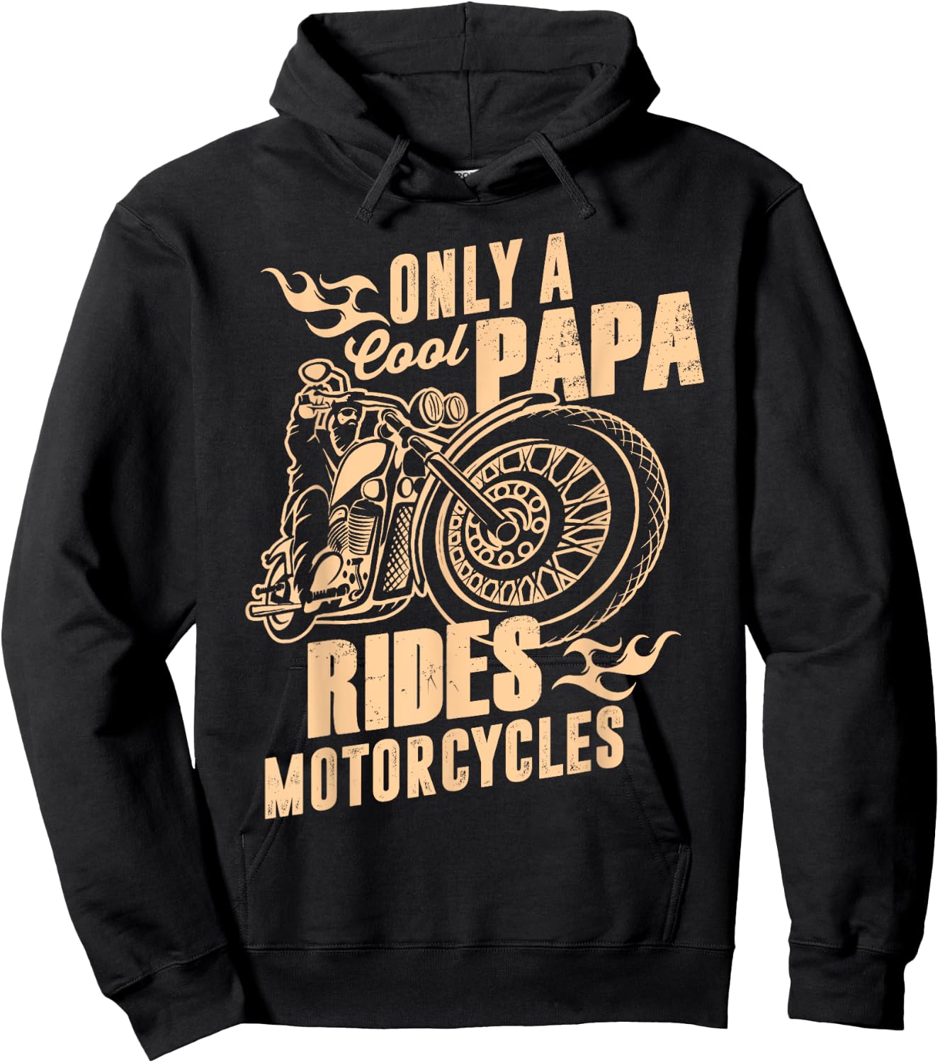 Only Cool Papa Rides Motorcycles Funny Father's Day Hoodie - Hoodie | Black