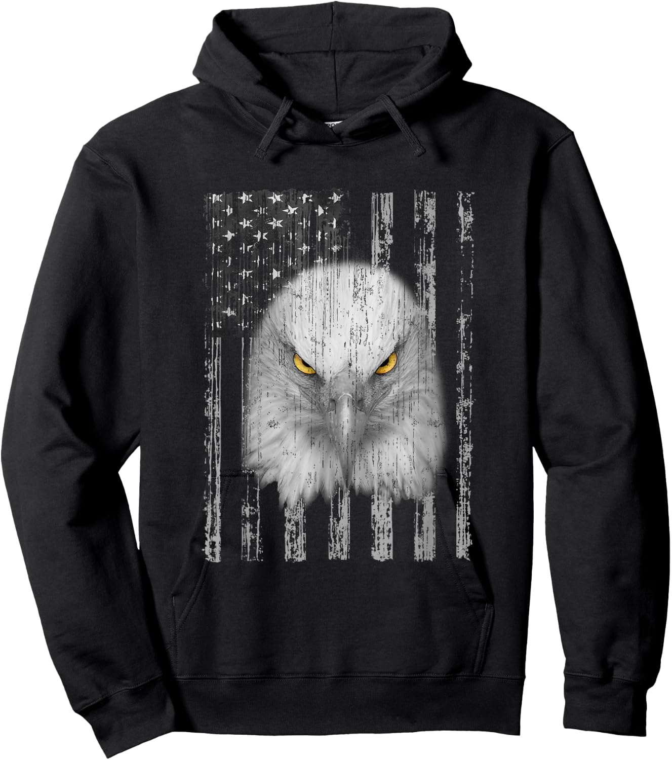 USA Flag with American Bald Eagle Eyes Shirt Patriotic Hoodie - Hoodie | Black