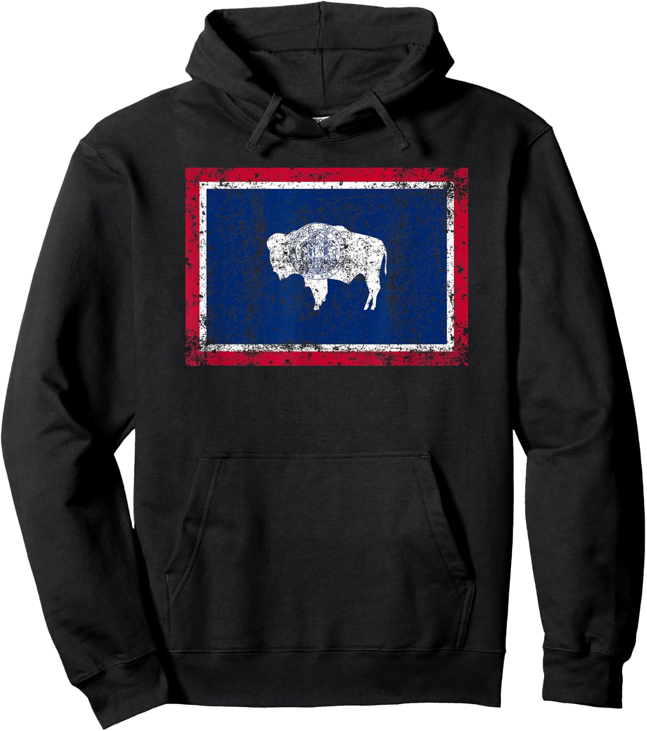 State of Wyoming Flag Fun Vintage Retro Fall Hiking Gift Dad Hoodie - Hoodie | Black