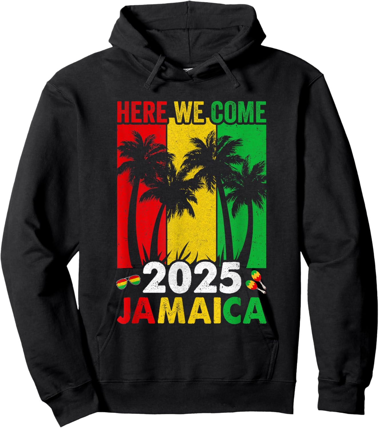 Jamaica 2025 Here We Come Matching Family Vacation Trip Hoodie - Hoodie | Black