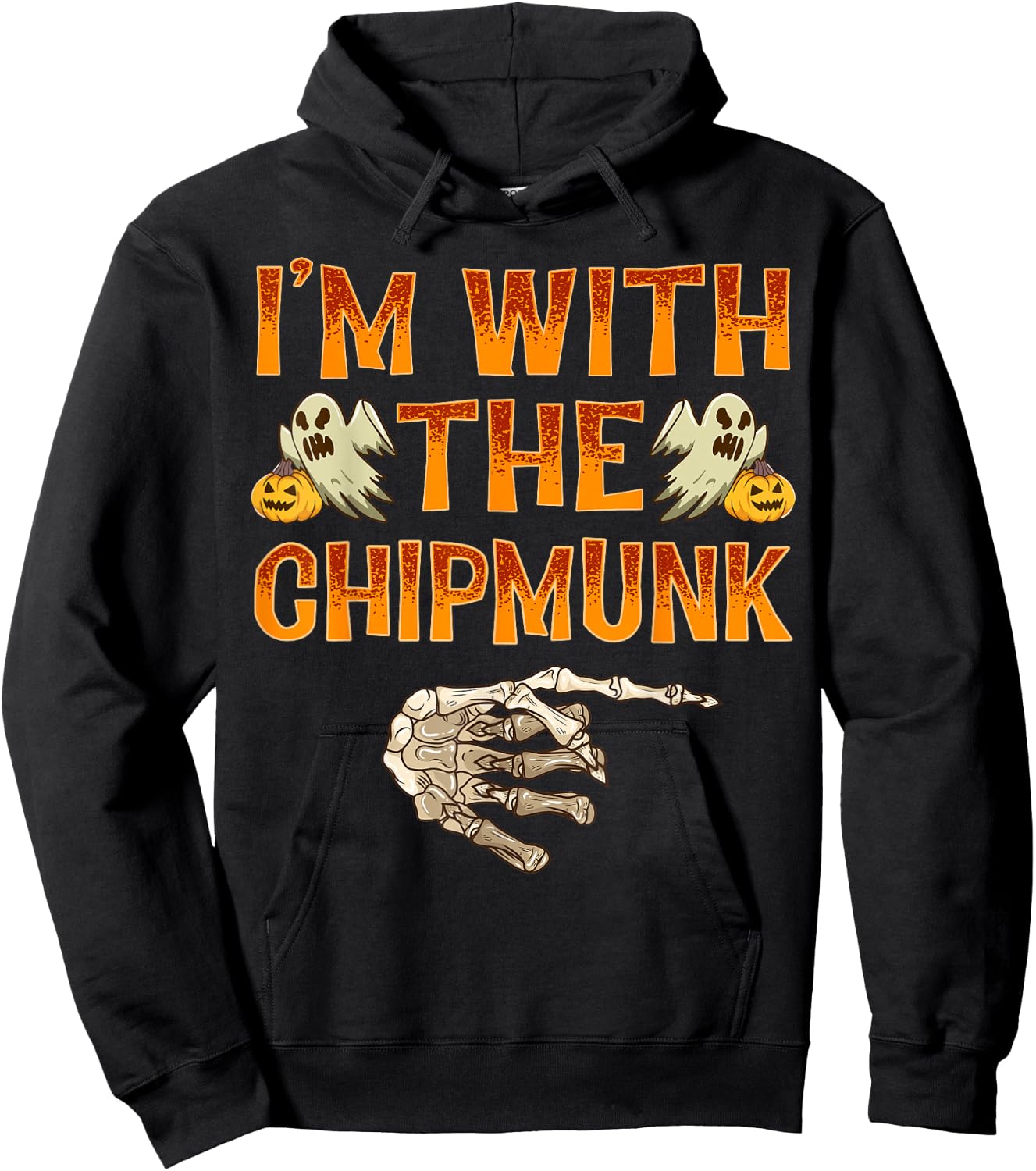 I'm With The Chipmunk Shirt Costume Funny Halloween Couple Hoodie - Hoodie | Black