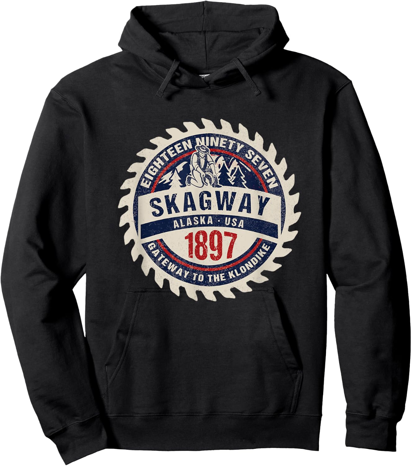 Skagway Alaska Historic Gold Rush Town Vacation Souvenir Hoodie - Hoodie | Black