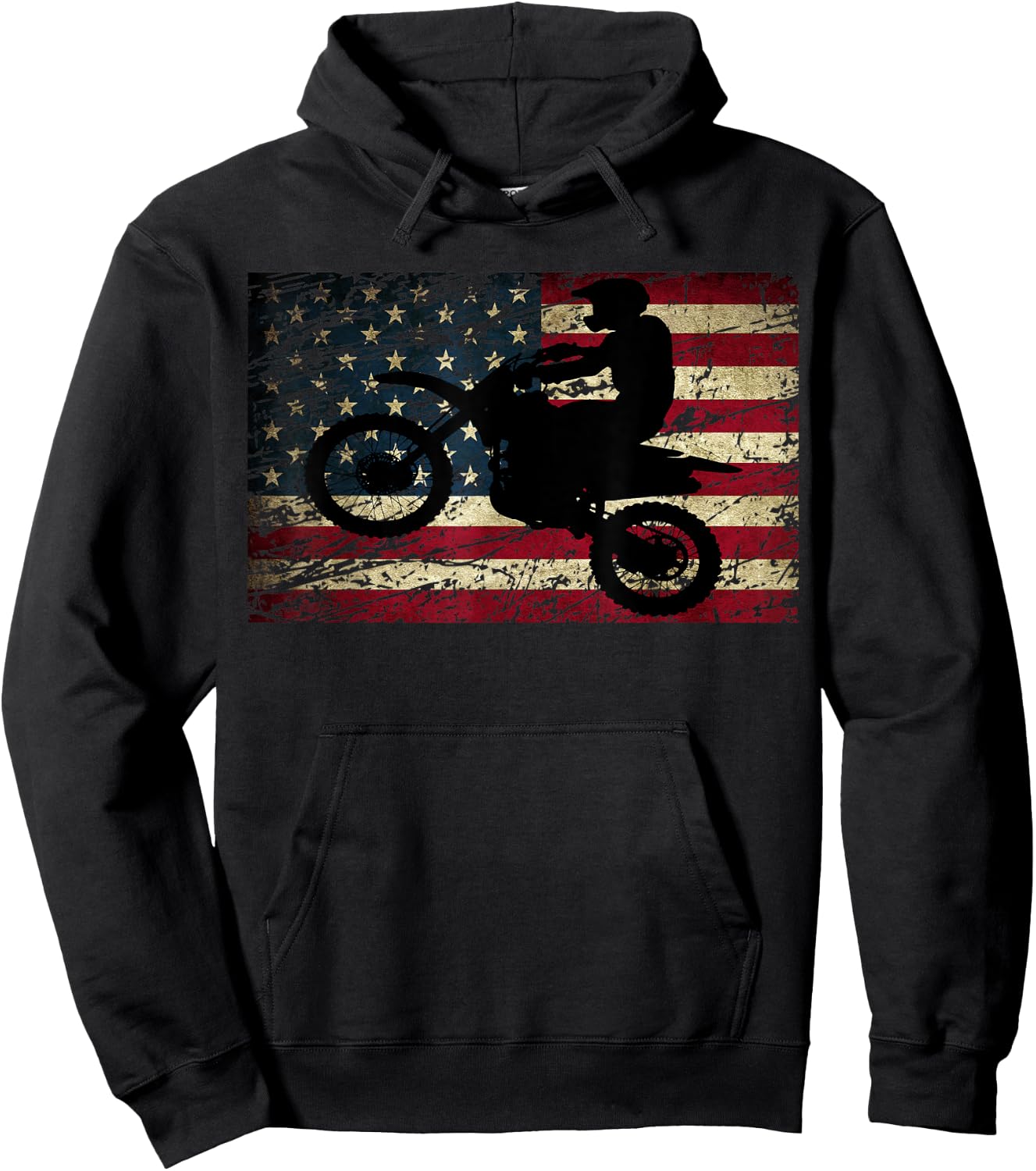 Dirt Bike USA Flag Motocross American Flag Shirt Hoodie - Hoodie | Black