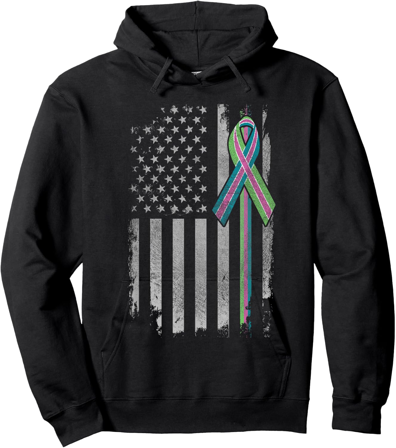 Metastatic Breast Cancer Awareness Shirt American Flag Hoodie - Hoodie | Black