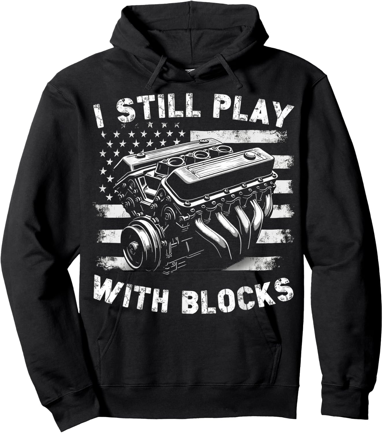 I Still Play With Blocks Funny Mechanic Garage Motor Engine Hoodie - Hoodie | Black