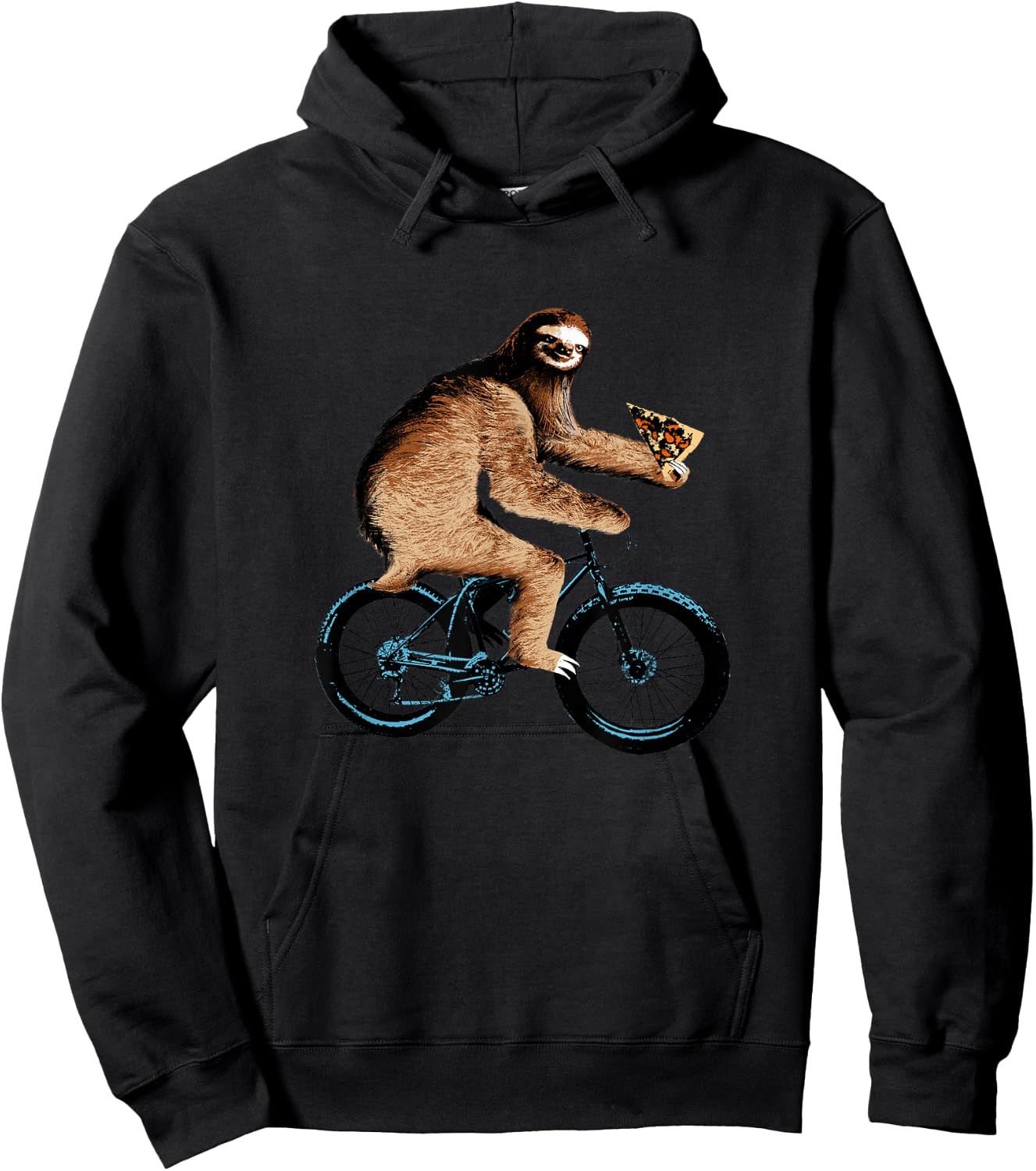 Sloth Riding a Bicycle Eating Pizza , Fatbike Hoodie - Hoodie | Black