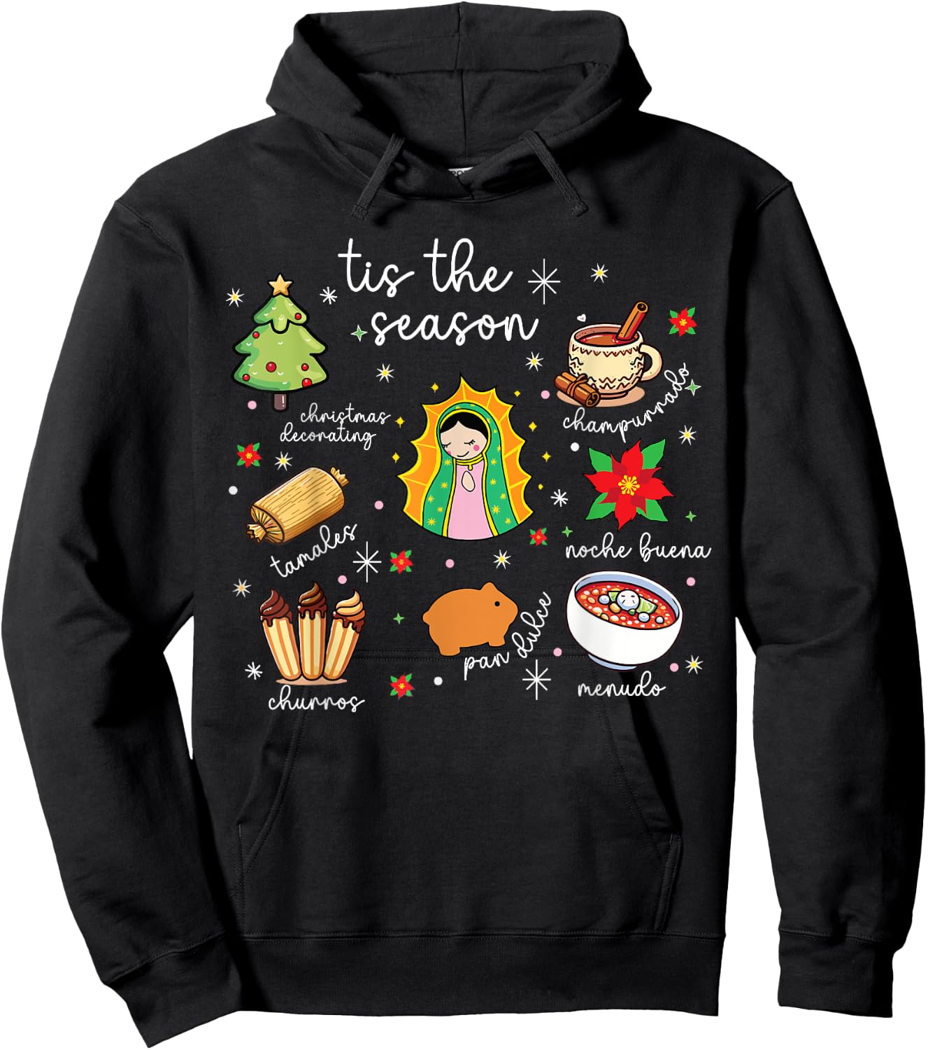 Tis the Season Mexican Christmas Feliz Navidad Xmas Mexican Hoodie - Hoodie | Black