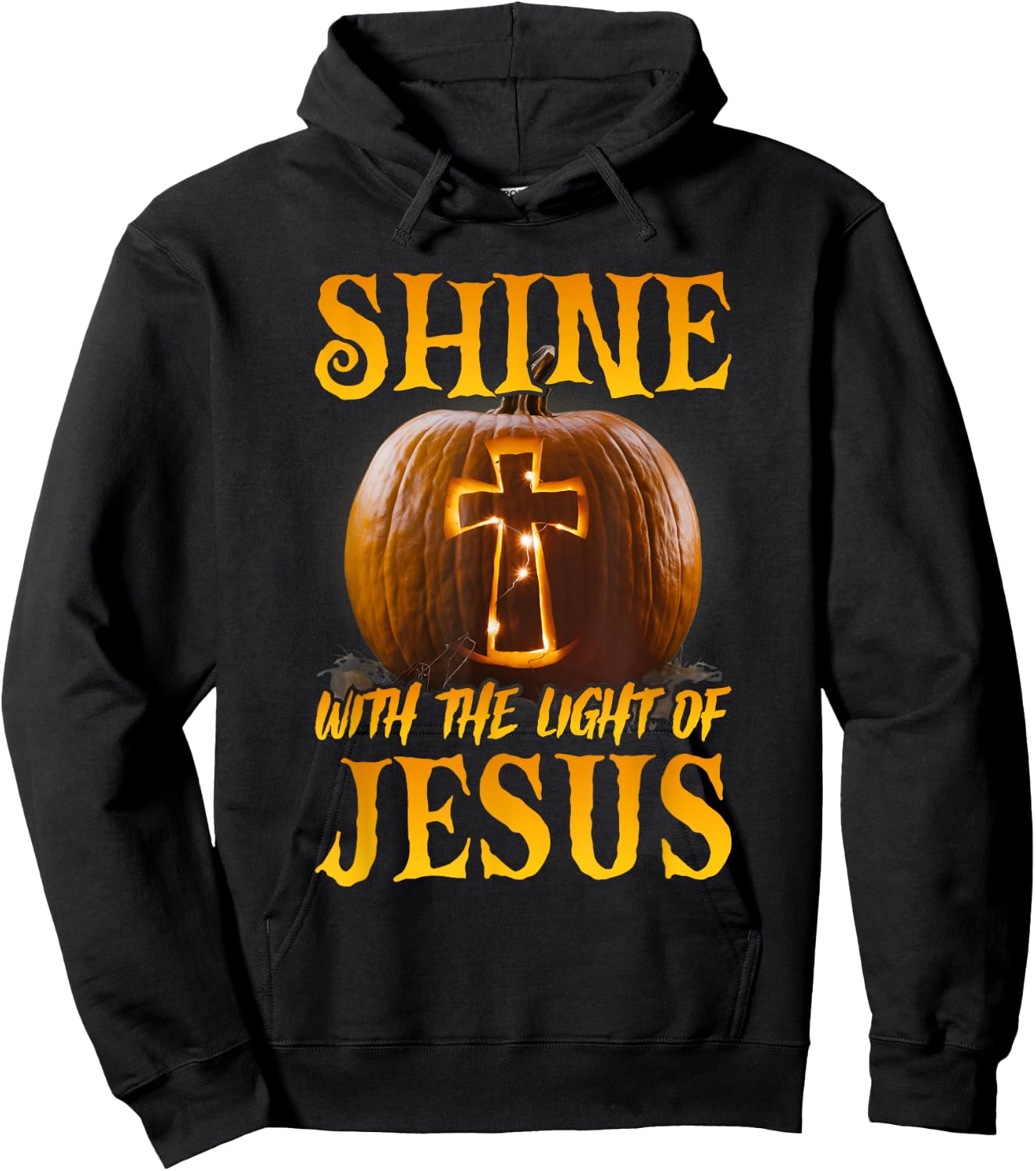 Shine With The Light Of Jesus Christian Halloween Pumpkin Hoodie - Hoodie | Black