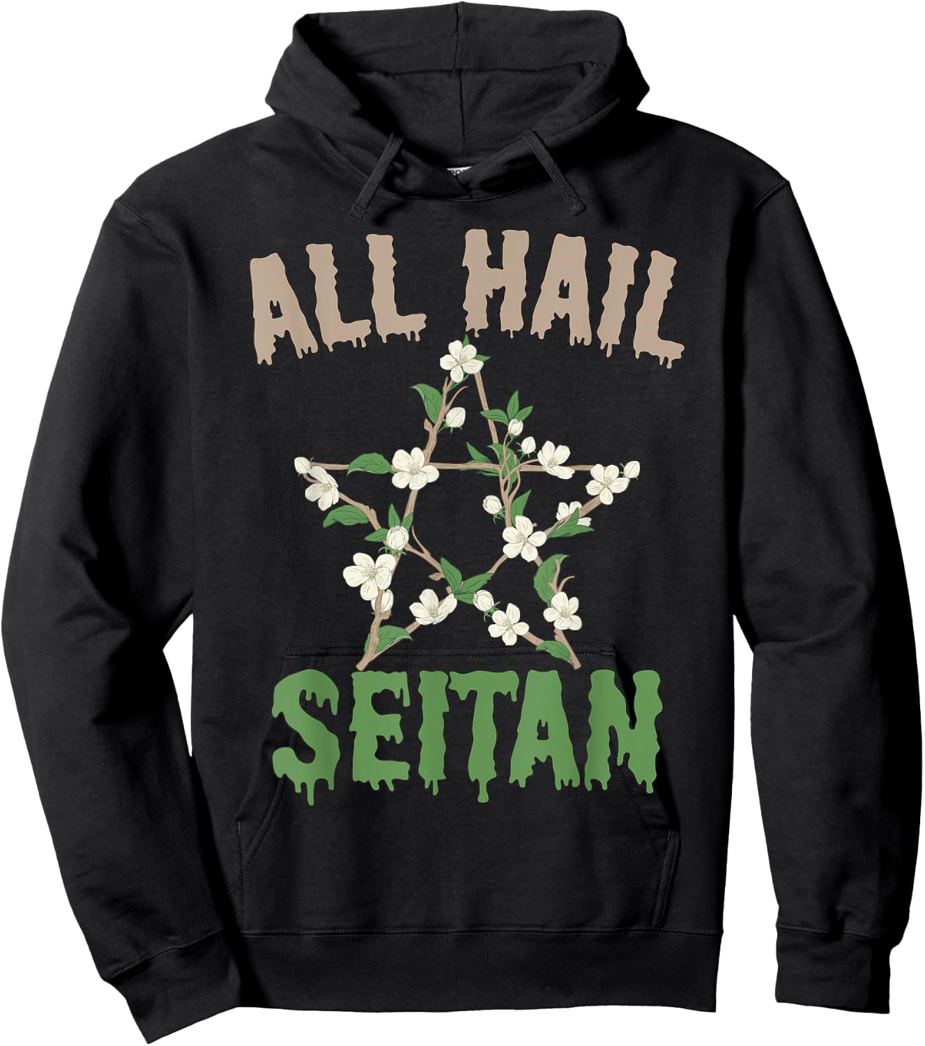 All Hail Seitan Funny Vegan Food Animal Rights Design Hoodie - Hoodie | Black