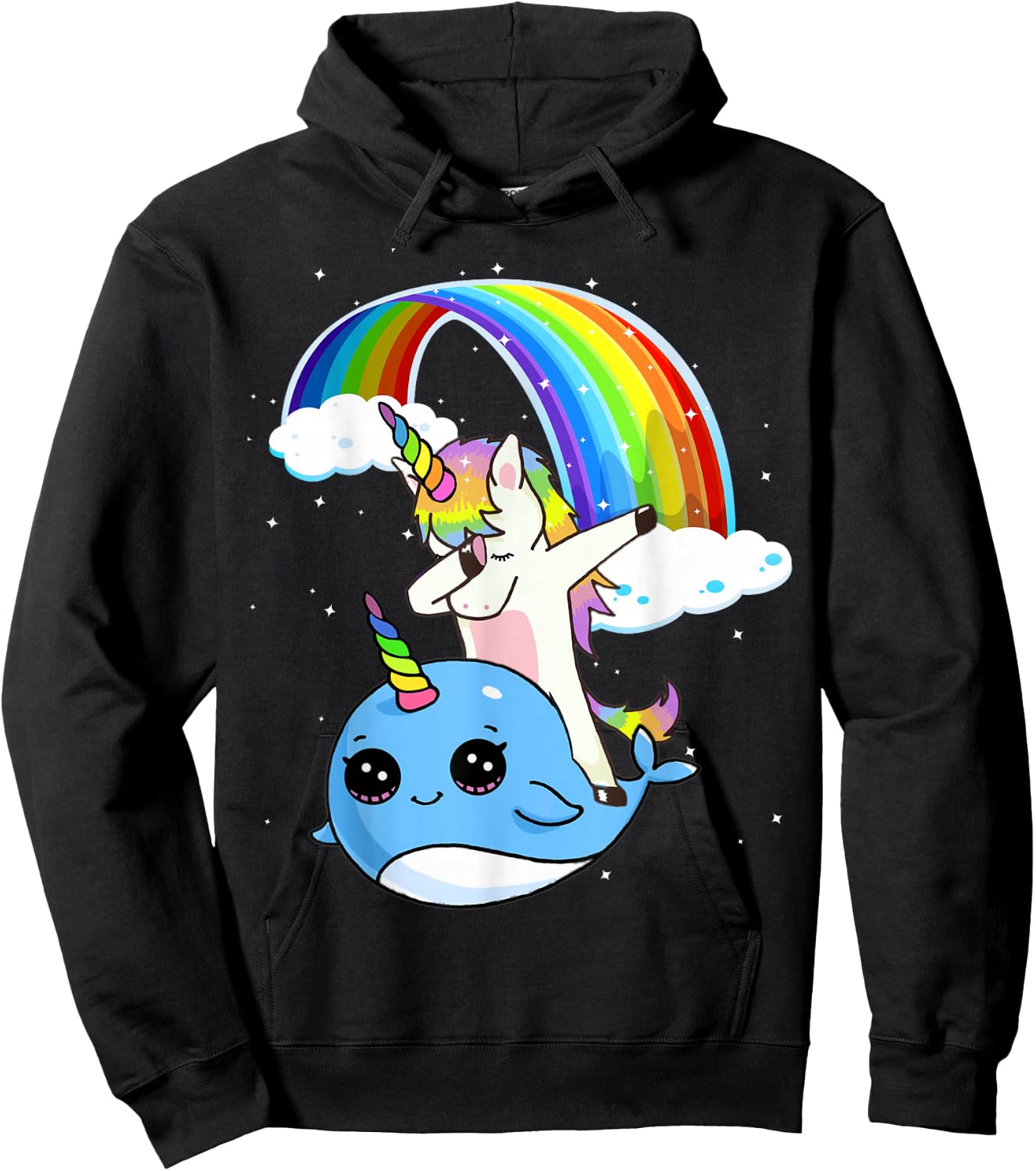 Unicorn Narwhal Shirt Dabbing Unicorn Narwhal Rainbow Hoodie - Hoodie | Black