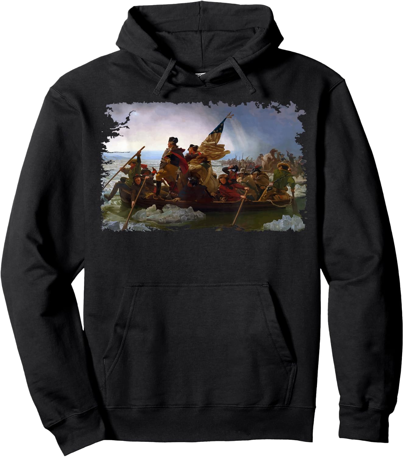 Right Out of My Mouth George Washington Crossing the Delaware Presidents Day Hoodie - Hoodie | Black