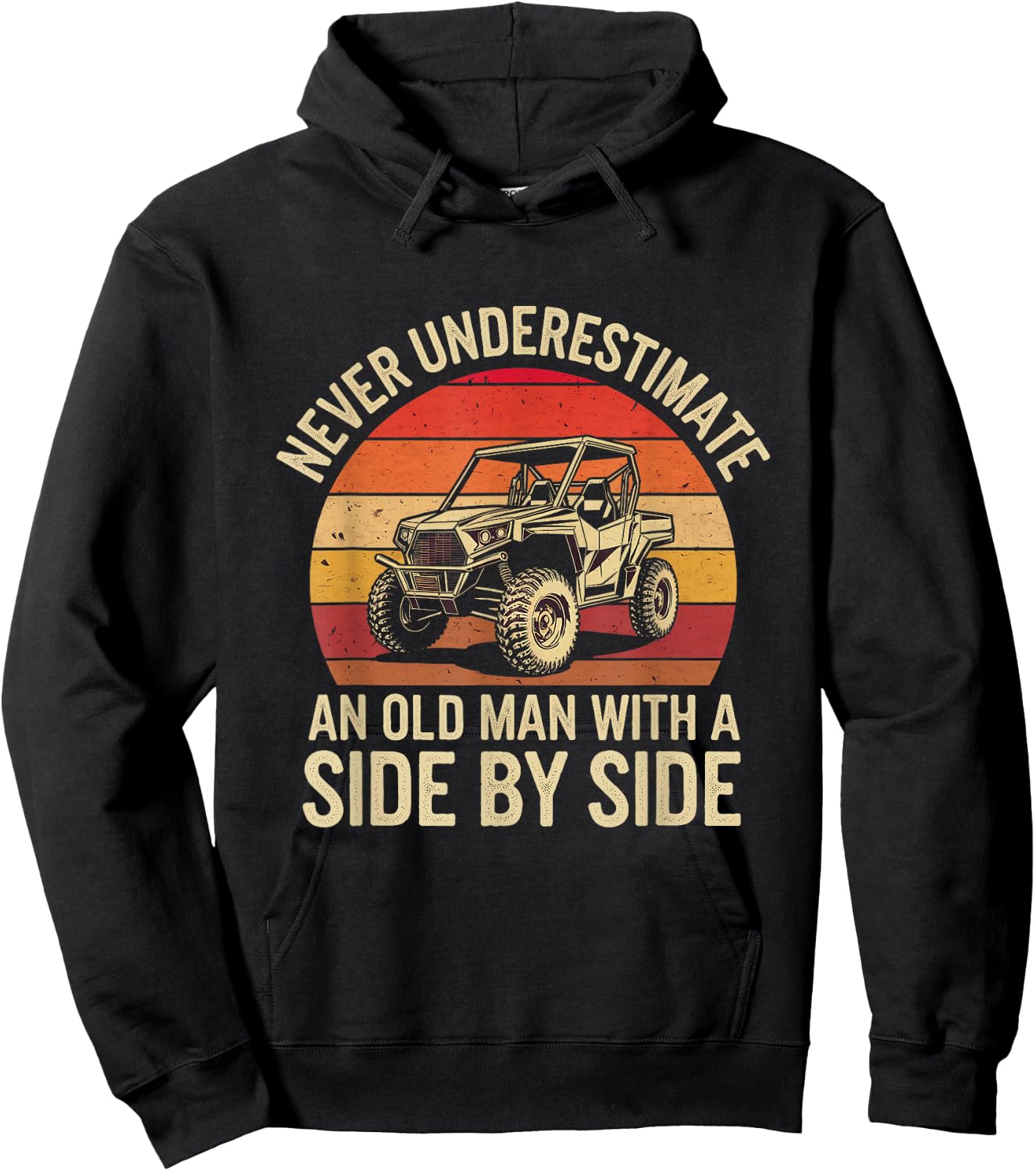 Never Underestimate An Old Man With A Side-by-side Vintage Hoodie - Hoodie | Black