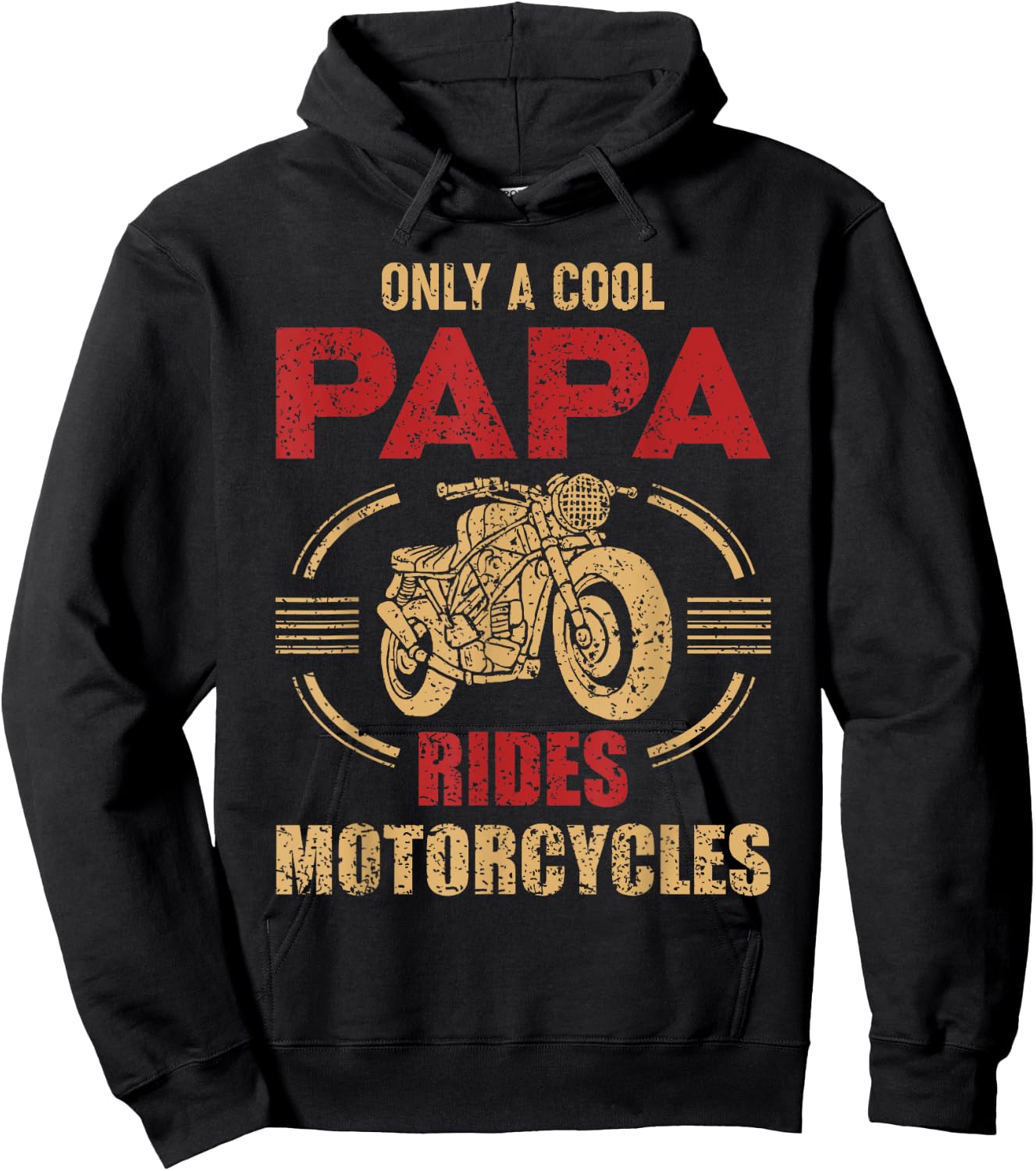 Vintage Father Day Only Papa Rides Motorcycle Cool Biker Dad Hoodie - Hoodie | Black