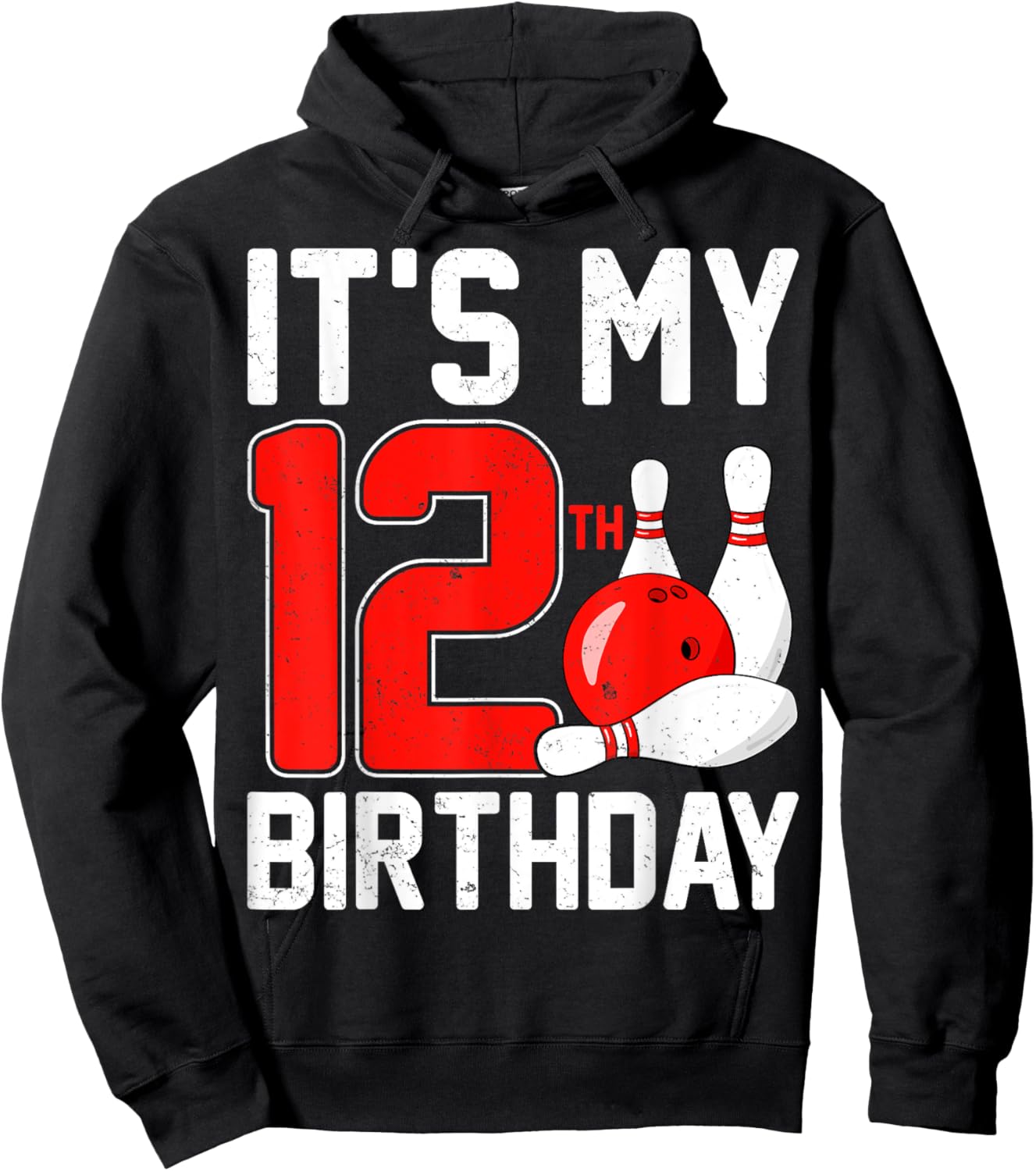 It's My 12th Birthday - 12 Years Old Bowling Bowler Kids Hoodie - Hoodie | Black