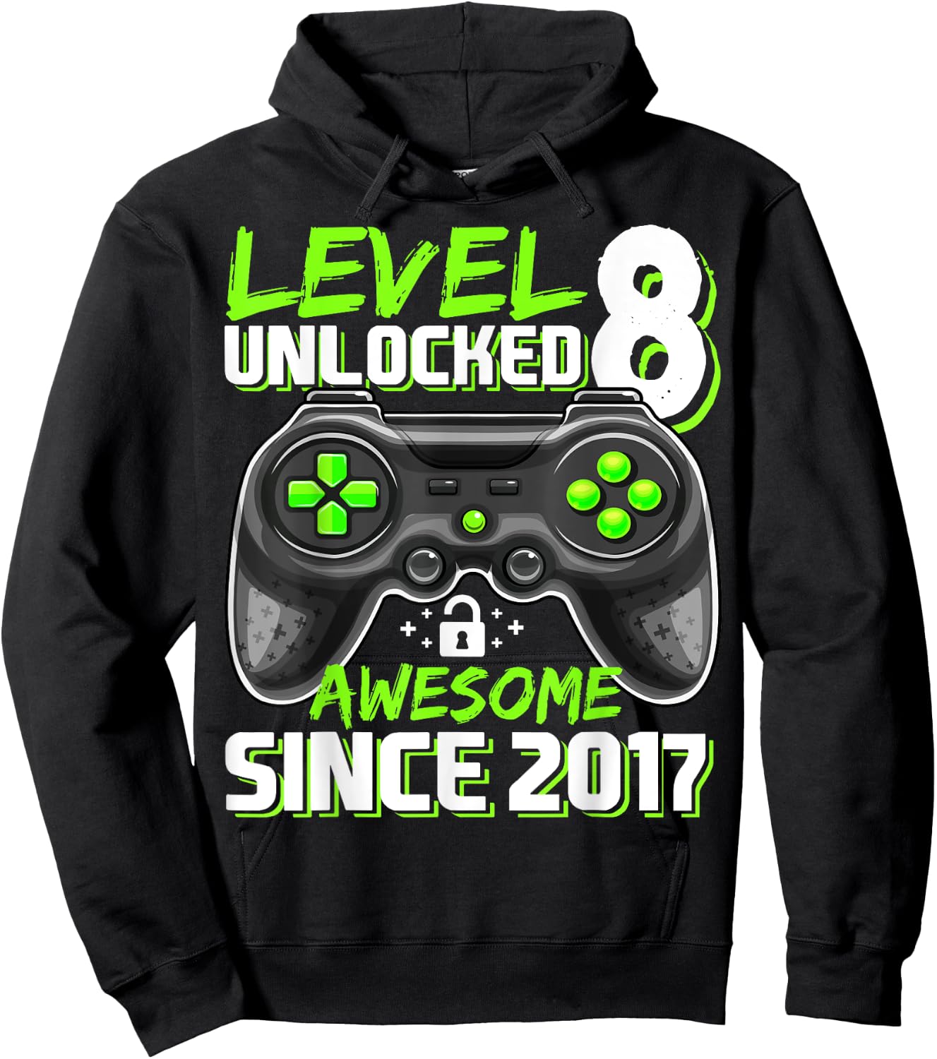 8th Birthday Boy Level 8 Gamer 8 Year Video Game Party Hoodie - Hoodie | Black