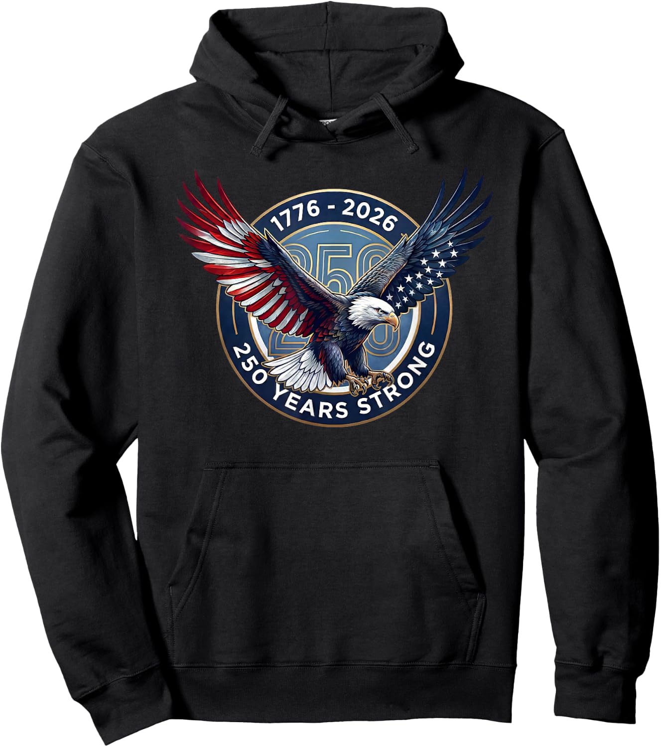 USA 1776-2026 Bald Eagle America 250 Anniversary Hoodie - Hoodie | Black