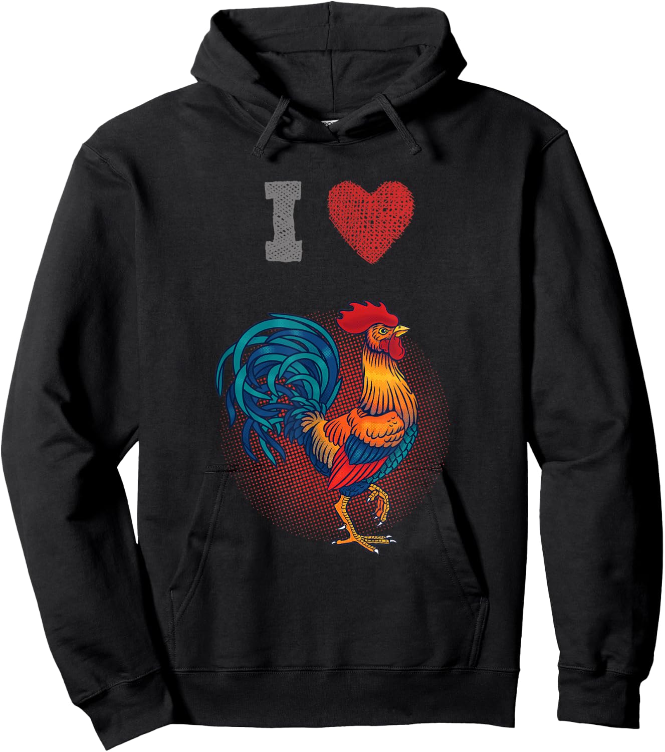 I Love (Heart) Chickens - Cock / Rooster Shirt Hoodie - Hoodie | Black