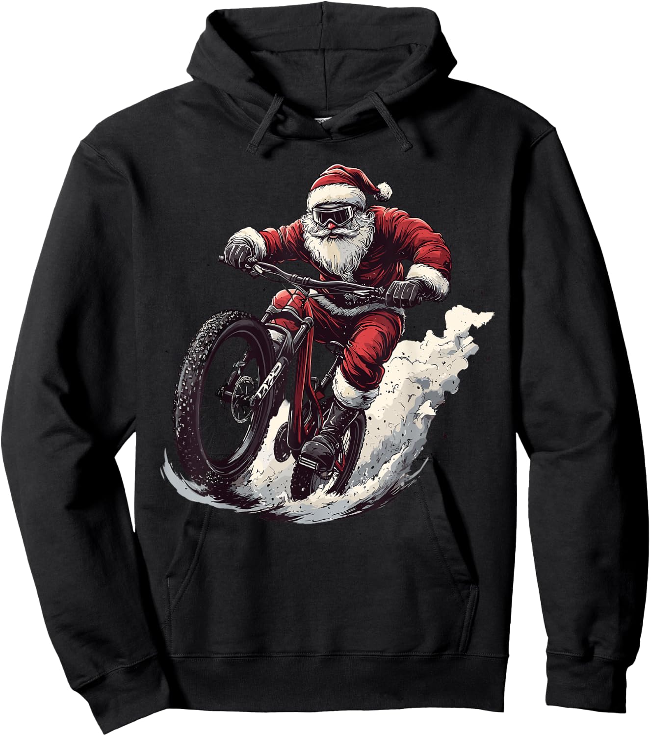 Funny BMX Lover Christmas Santa Biker Cyclist Xmas Pajama Hoodie - Hoodie | Black