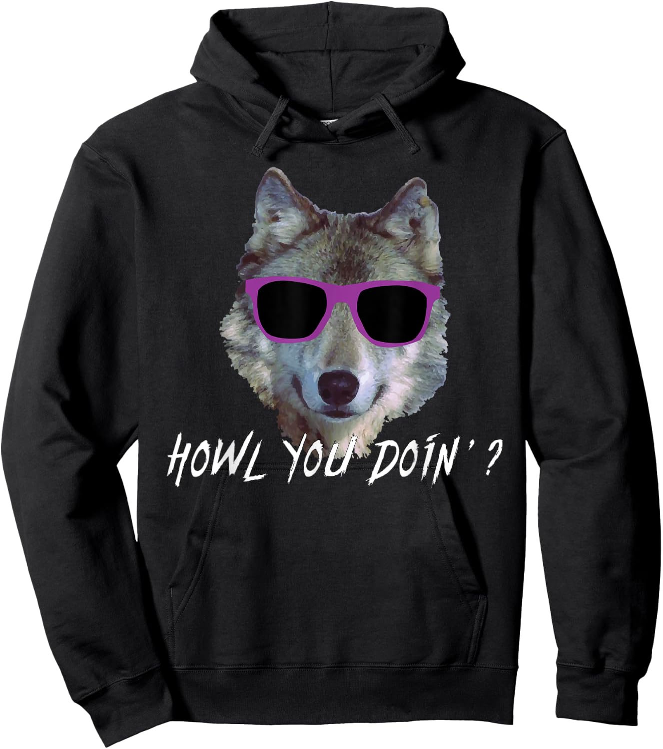 Howl You Doin'?: Funny Summer Pool Party Wolf Pun Men Women Hoodie - Hoodie | Black