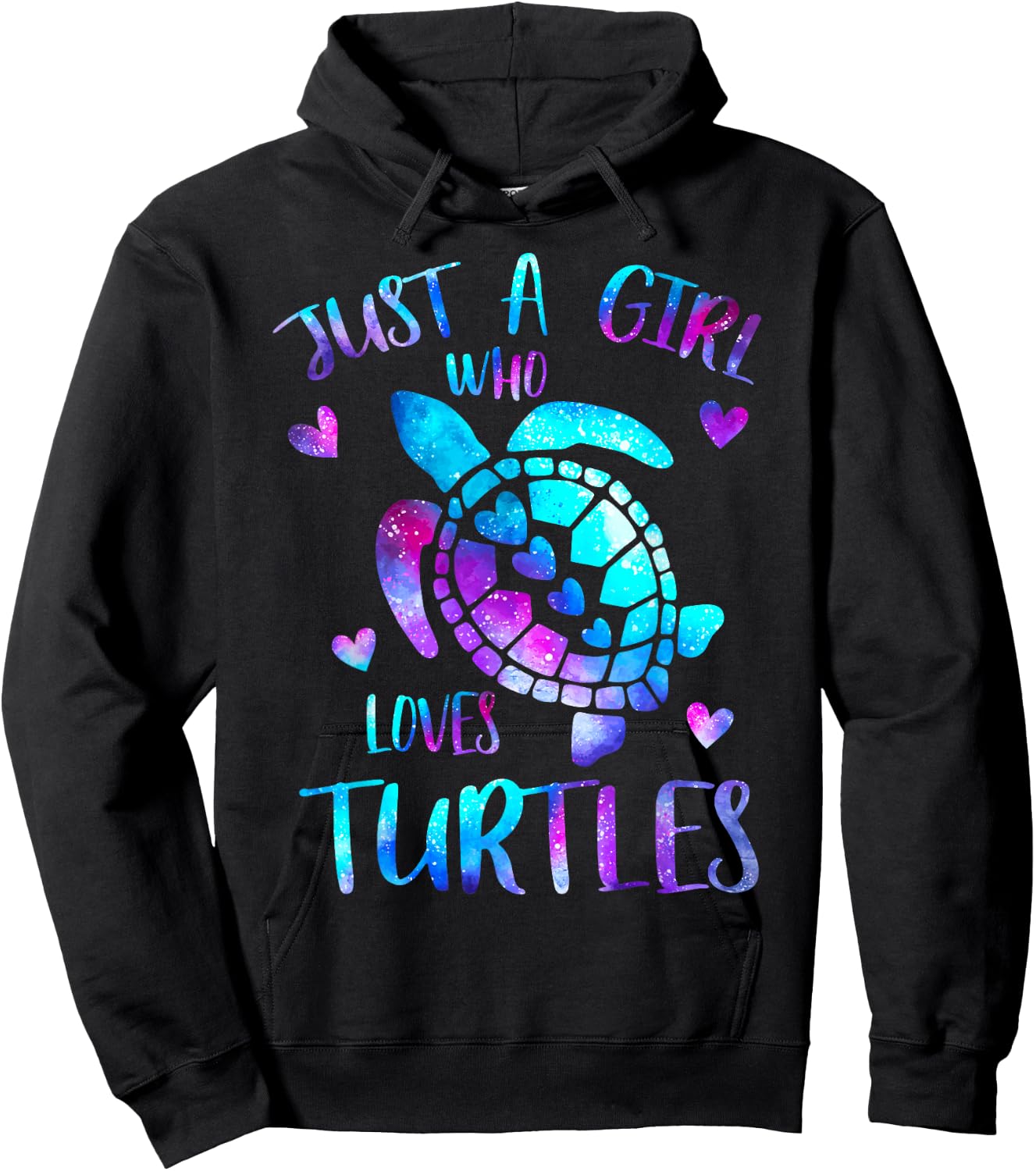 Just A Girl Who Loves Turtles Galaxy Cute Turtle Space Lover Hoodie - Hoodie | Black
