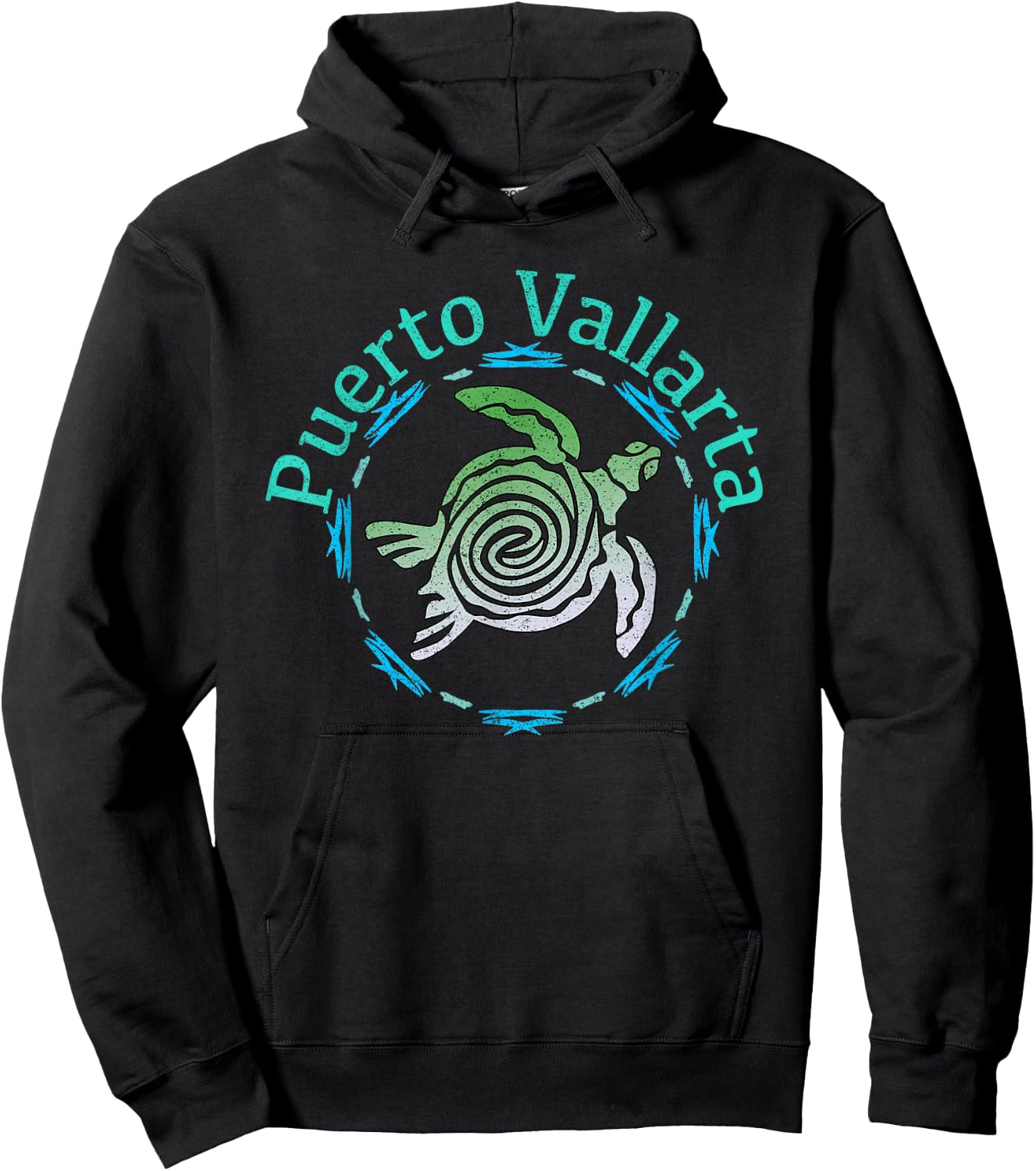 Puerto Vallarta Vintage Tribal Turtle Hoodie - Hoodie | Black