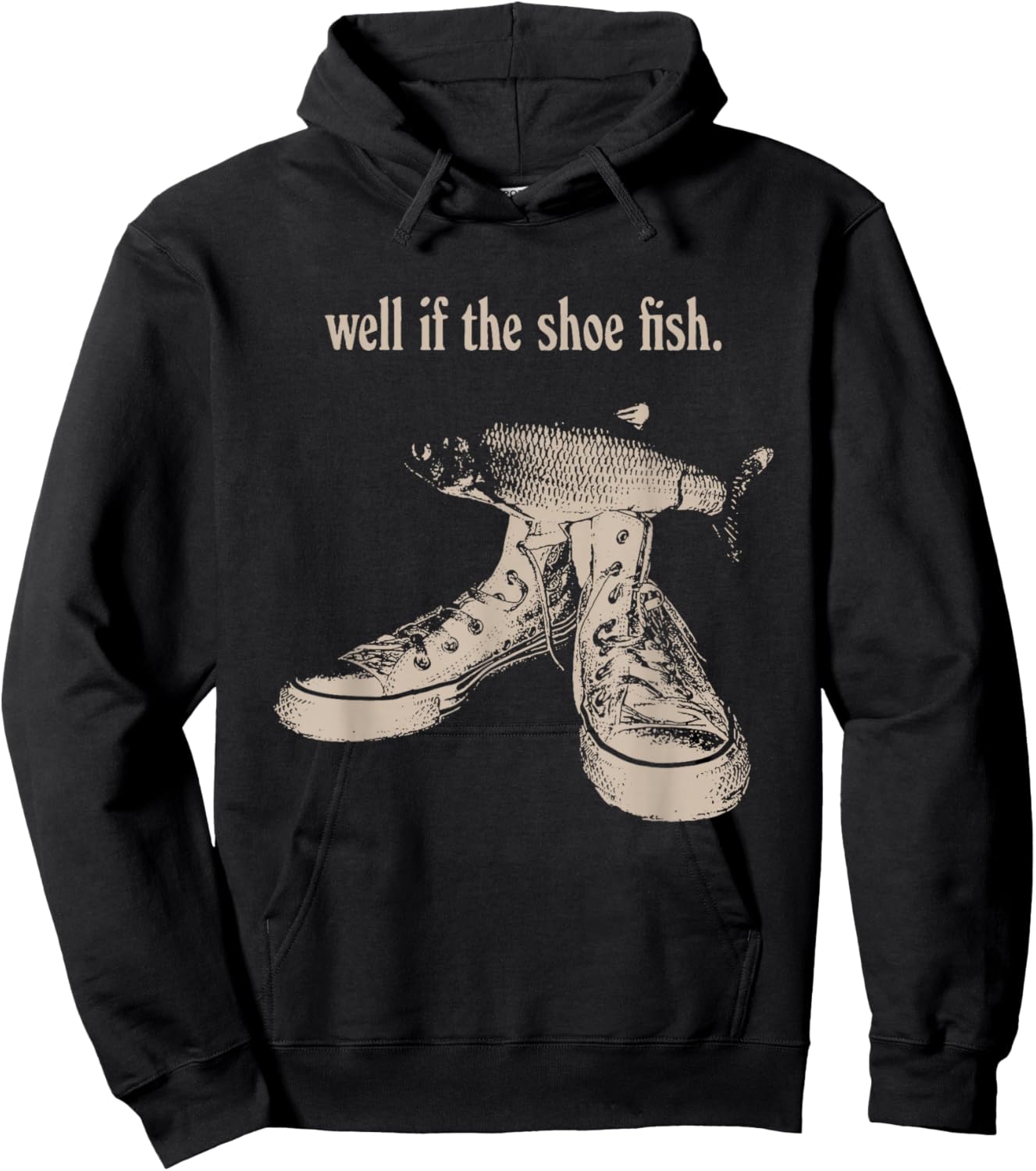 Well if The Shoe Fish, wear it Shoe Fish Cursed Y2K Fih Hoodie - Hoodie | Black