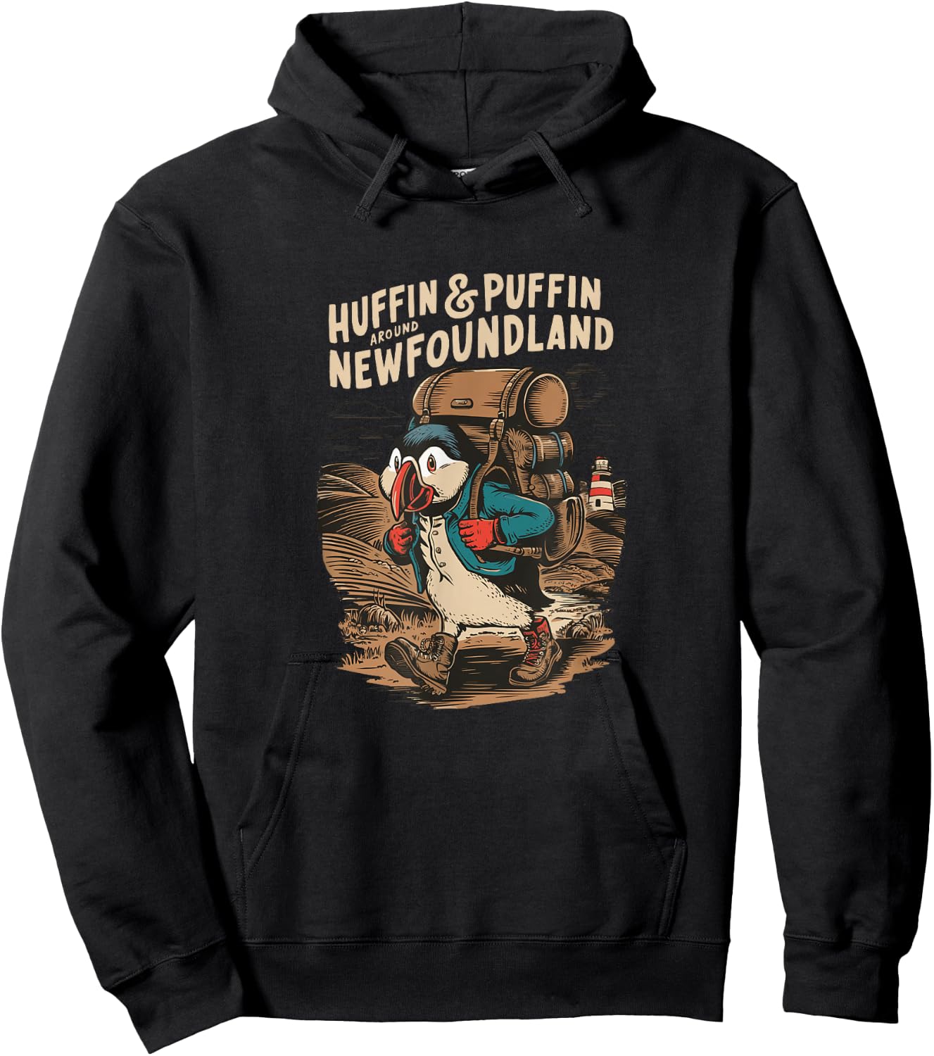 Huffin & Puffin Newfoundland - Atlantic Canada Souvenir Hoodie - Hoodie | Black