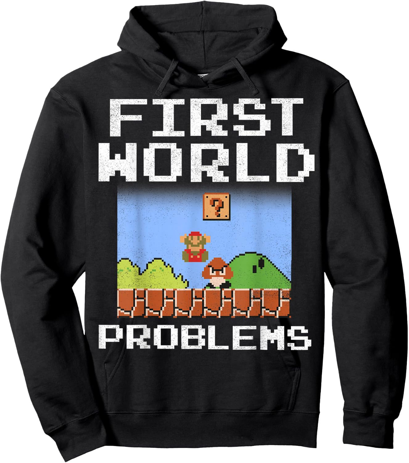 Super Mario Retro 8 Bit First World Problems Graphic Hoodie - Hoodie | Black