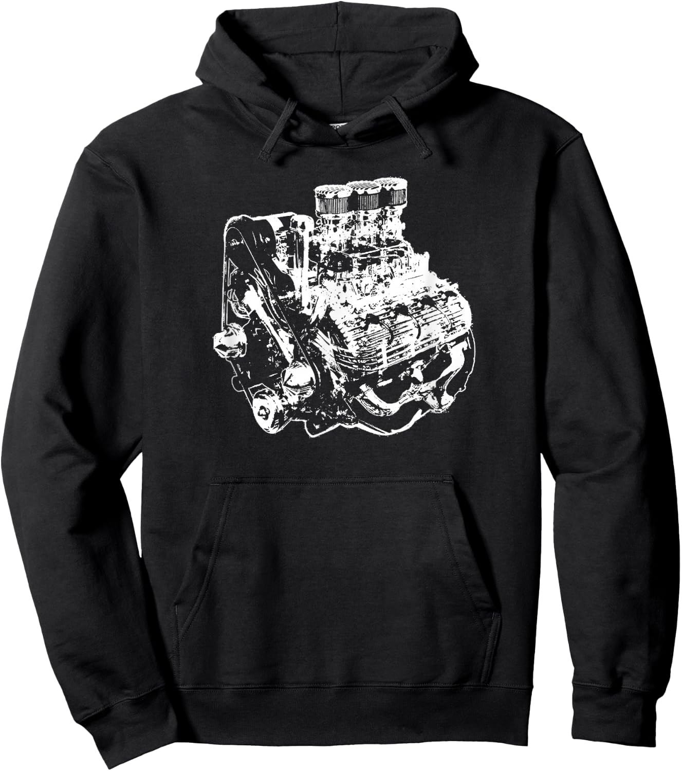 Flathead V8 Engine Silhouette Hoodie - Hoodie | Black