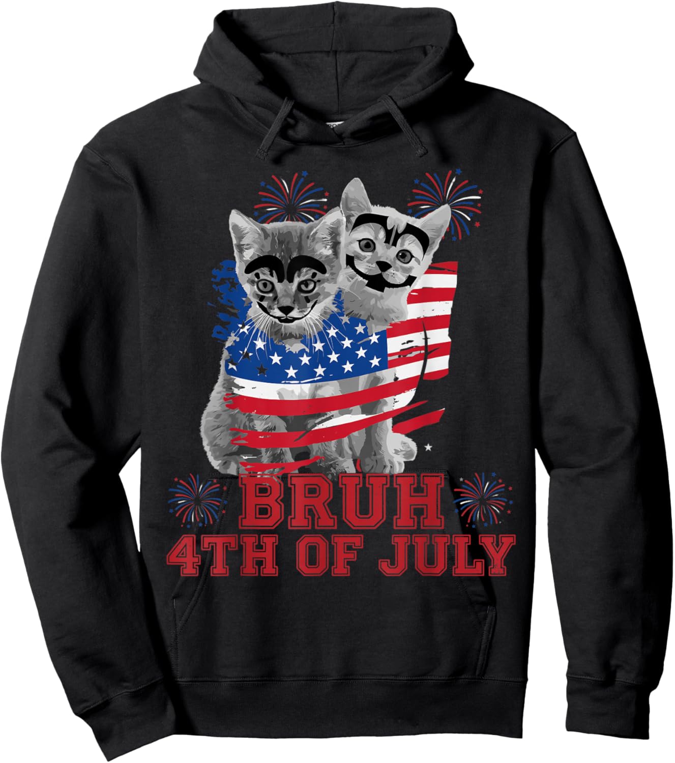 Funny Bruh 4th of July Boys Kids Flag Hoodie - Hoodie | Black