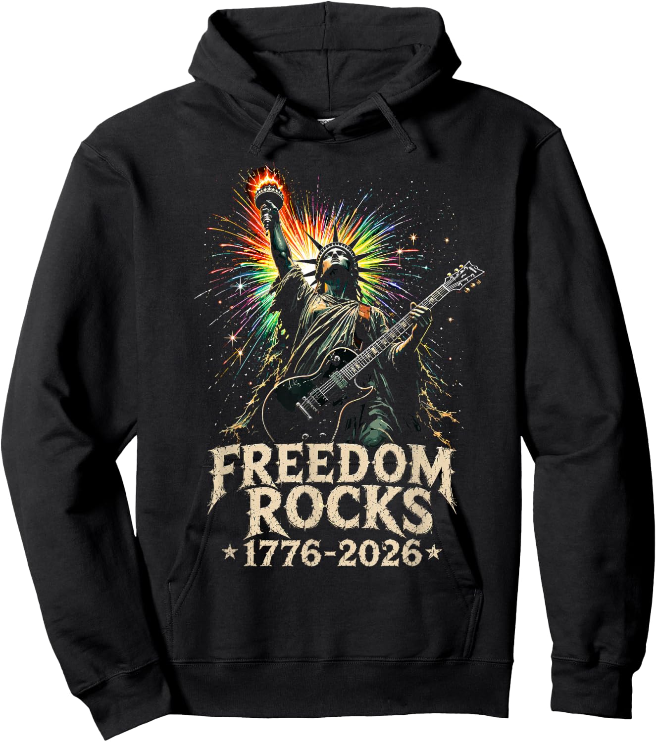 Freedom Rocks Statue of Liberty Guitar 1776-2026 250 Years Hoodie - Hoodie | Black