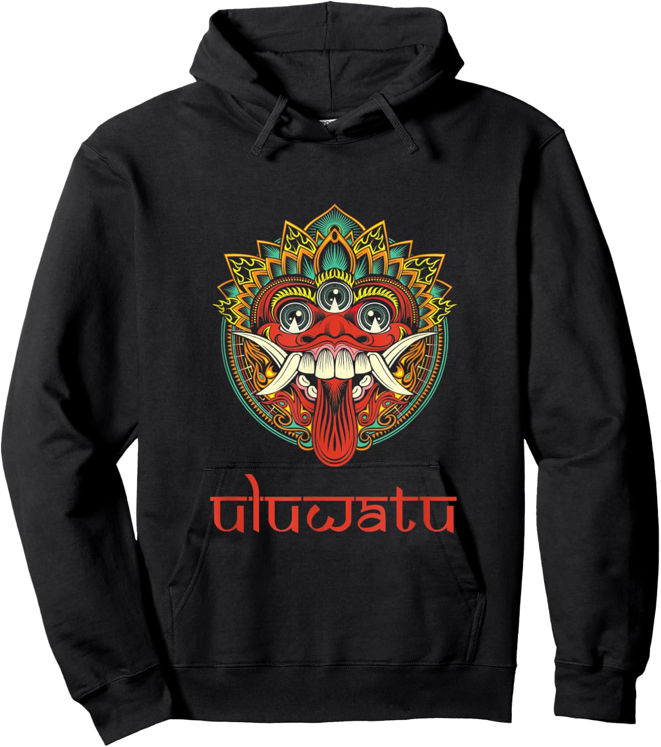 Uluwatu Bali Balinese Hindu Barong Mask Animism Hoodie - Hoodie | Black