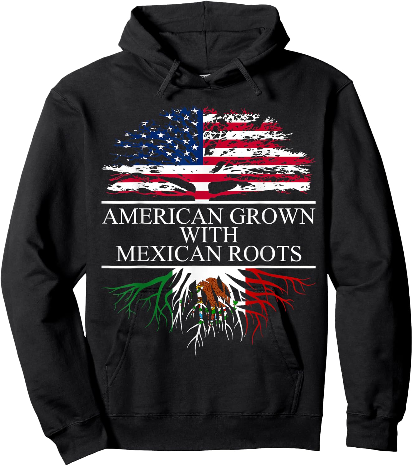 Mexico Shirt, Chicano Shirt, American Grown Mexican Roots Hoodie - Hoodie | Black