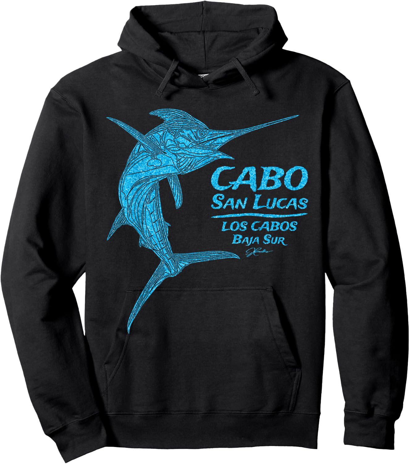 JCombs: Cabo San Lucas, Striped Marlin Hoodie - Hoodie | Black