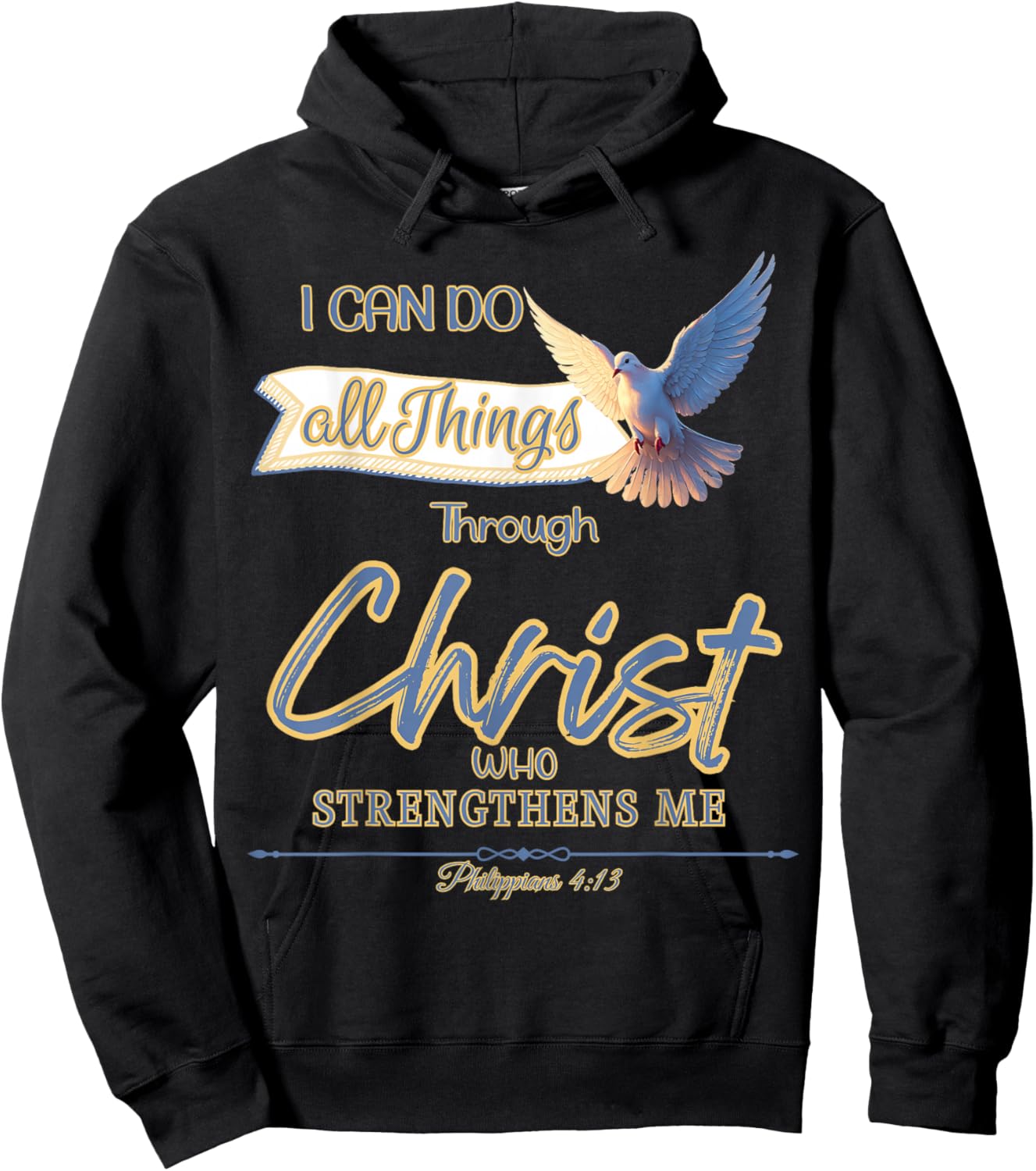 Possible Through Christ Philippians 4:13 Holy Spirit Dove Hoodie - Hoodie | Black