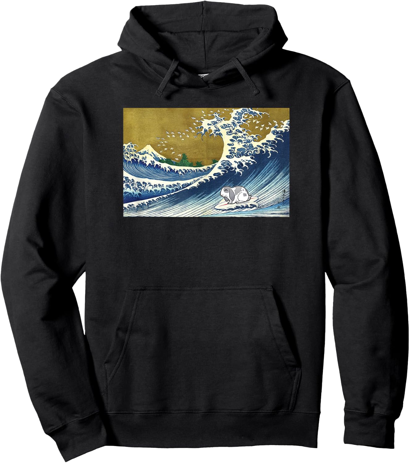 Retro Vintage Surfing Mini Holland Lop Bunny Rabbit Lover Hoodie - Hoodie | Black