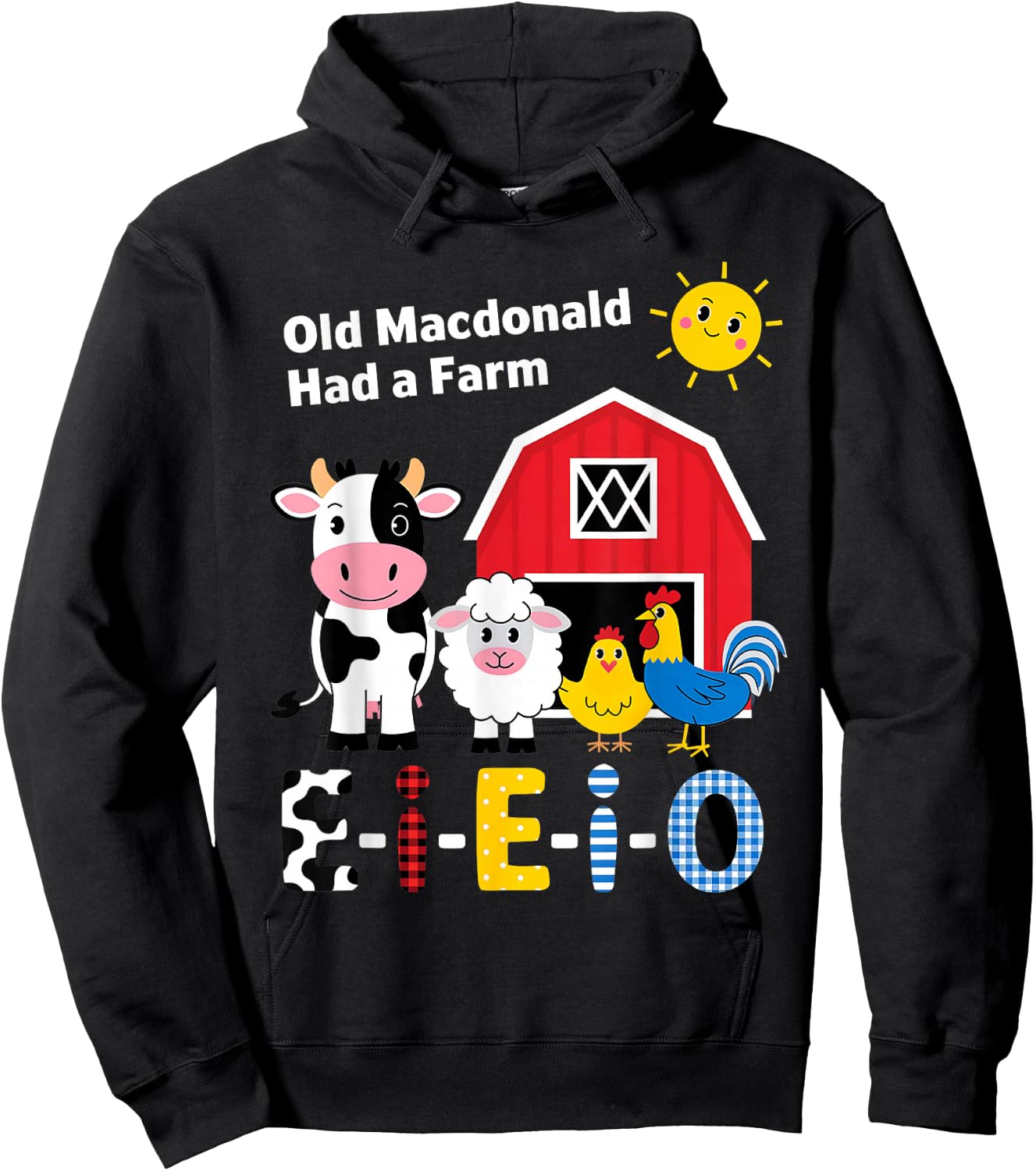 Old MacDonald Had a Farm E-I-E-I-O Boy Toddler Kids Birthday Hoodie - Hoodie | Black
