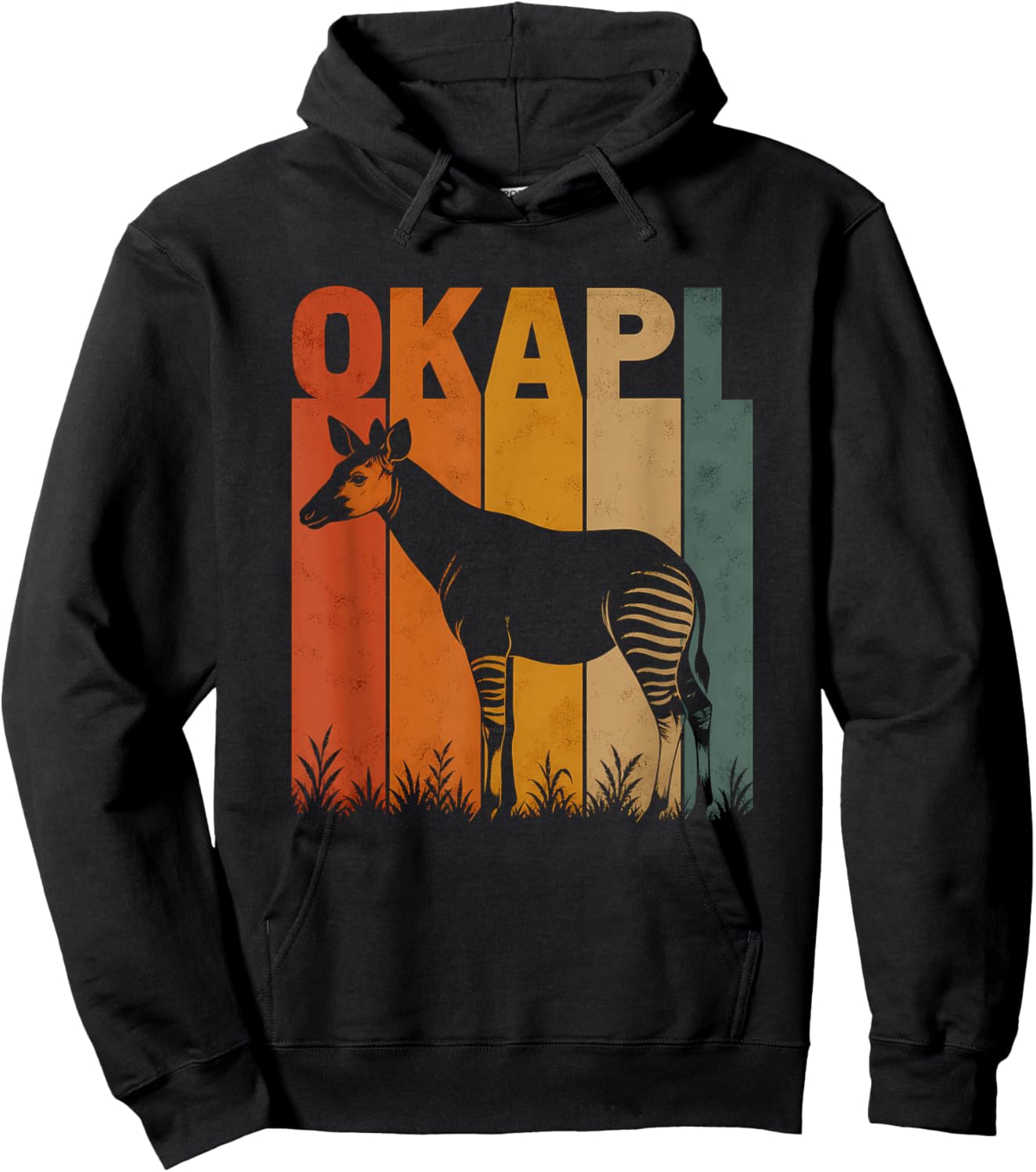 Retro Okapi Artwork Design Hoodie - Hoodie | Black