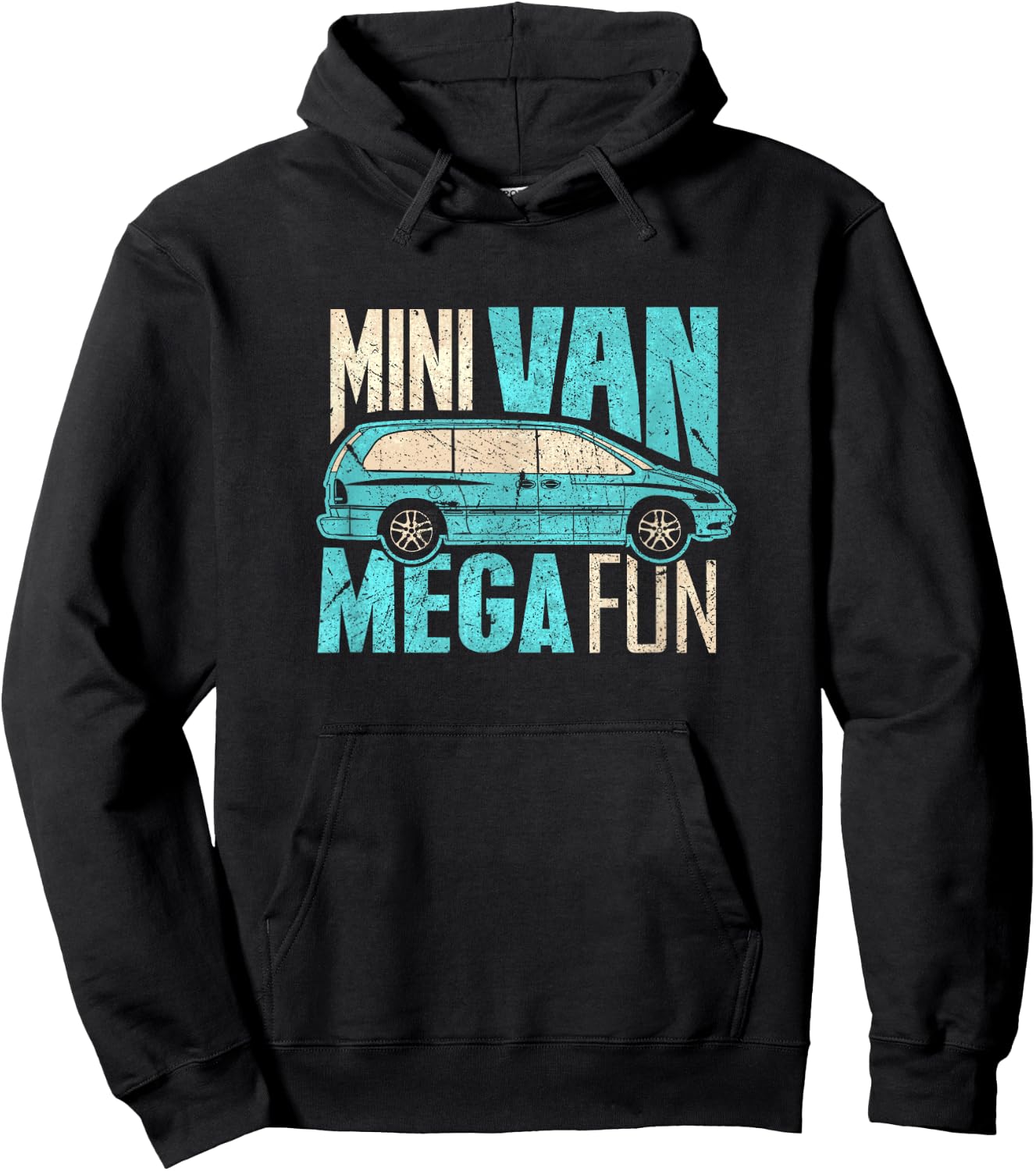 Funny Mini Van Mega Fun Mom Dad T Shirt Hoodie - Hoodie | Black
