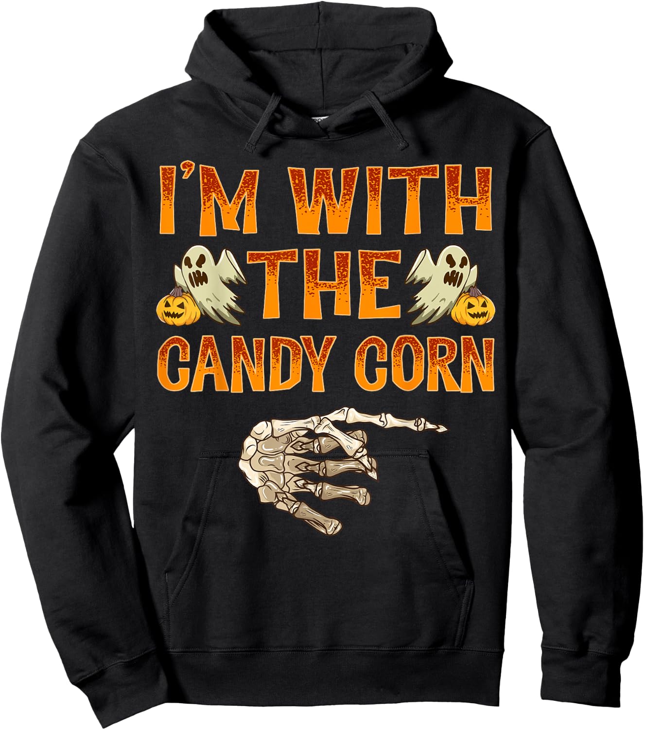 I'm With The Candy Corn Shirt Costume Funny Halloween Couple Hoodie - Hoodie | Black
